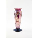 Okra Iridescent Glass Vase by Richard Golding tall slender ovoid form with everted rim, stylised