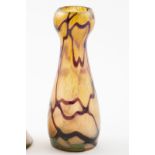 Loetz Iridescent Glass Vase baluster form with tendril design on a mottled pink ground