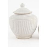 Sawankhalok Covered Potiche ovoid body with fine ribbed fluting 16cm height