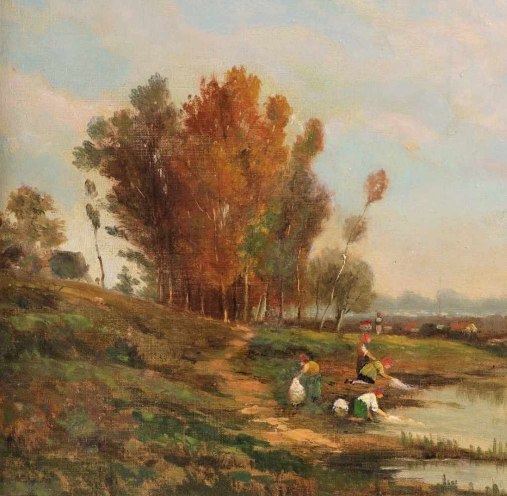 P. DUPRE(French, 19th century)P. DUPRE(French, 19th century)“Frans River Landscape with some Women - Bild 3 aus 5