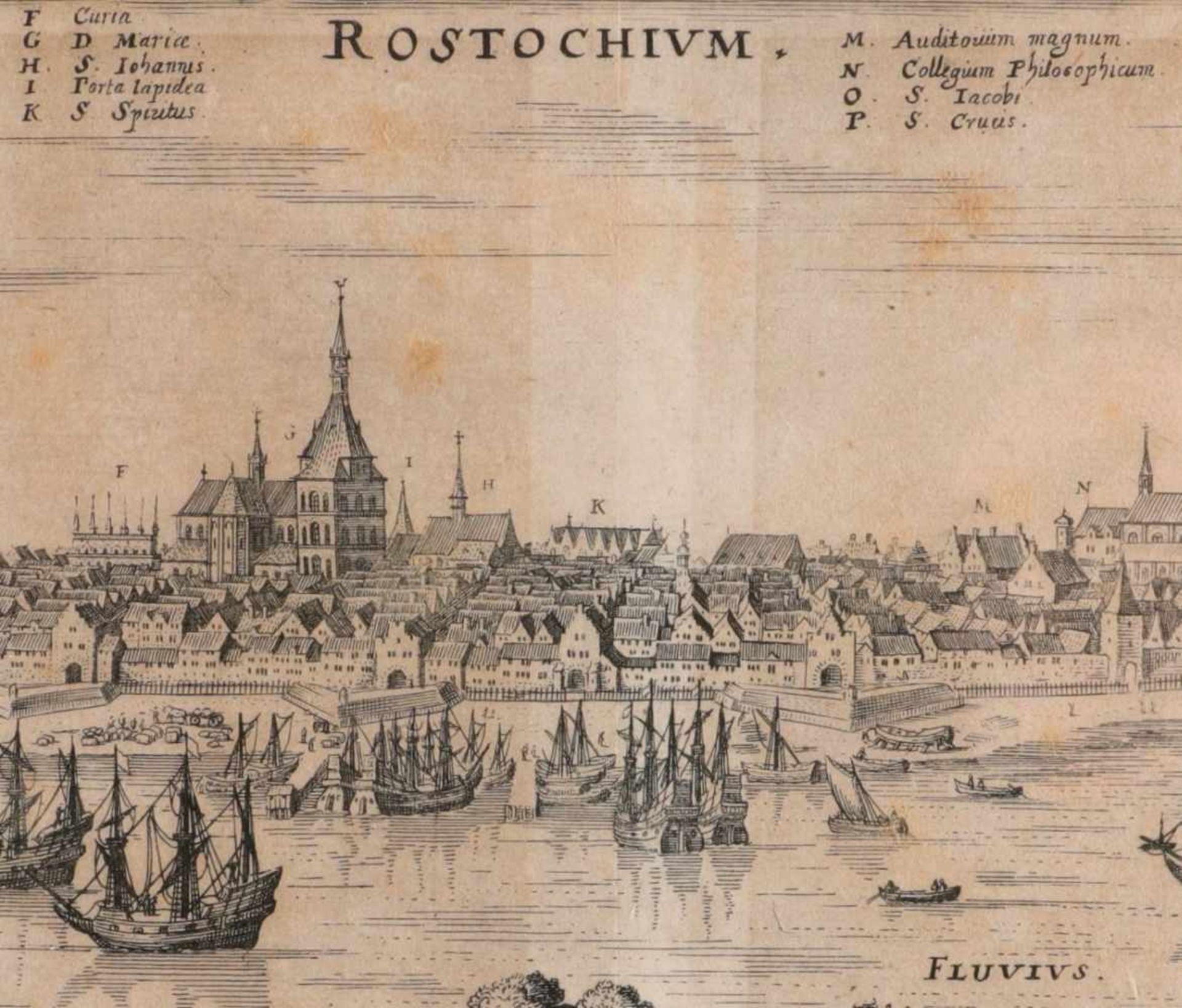 View of Rostock by Matthäus Merian the Elder (c.1660)A view of Rostock (Germany) from the north. - Bild 2 aus 4