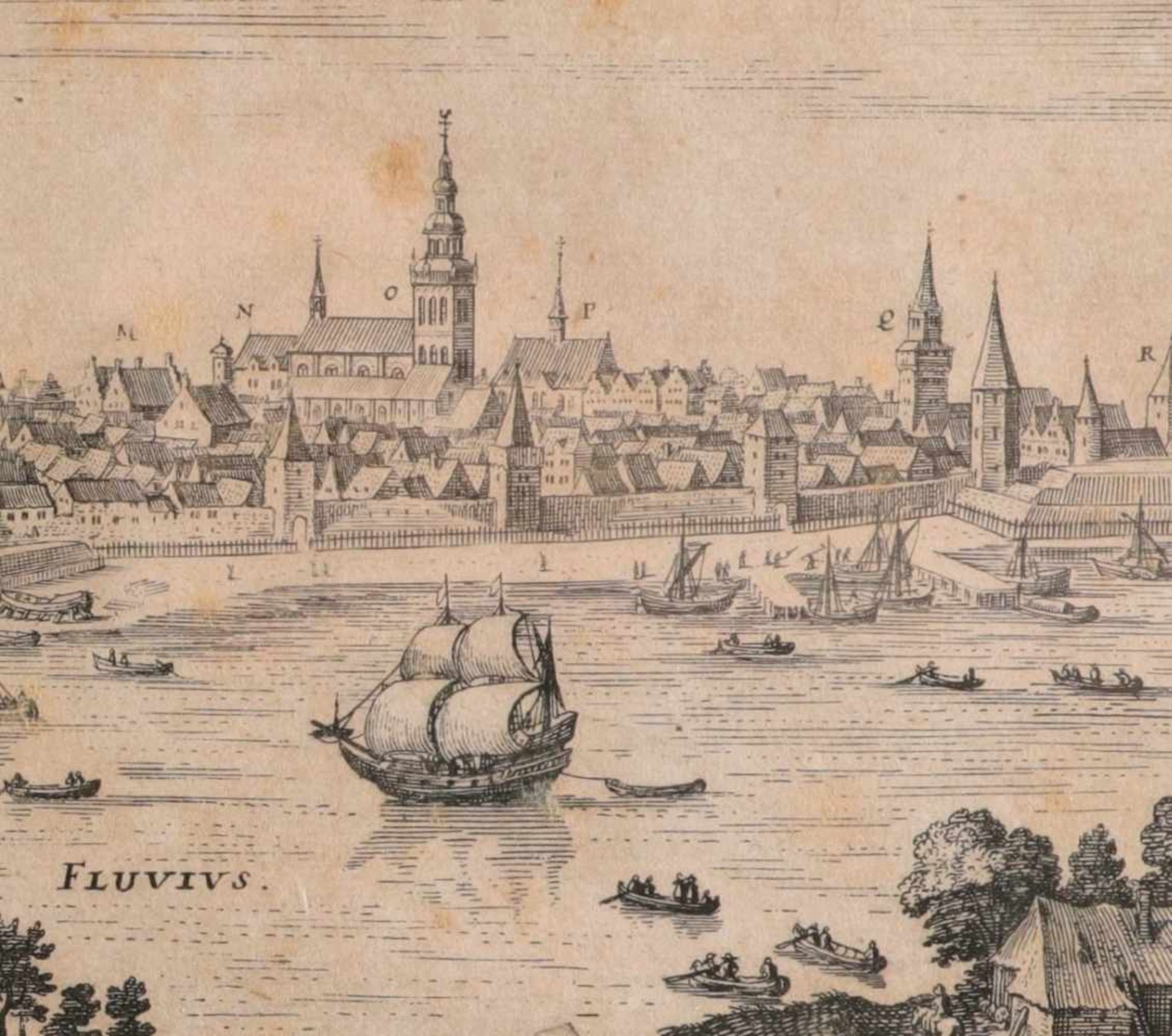 View of Rostock by Matthäus Merian the Elder (c.1660)A view of Rostock (Germany) from the north. - Bild 3 aus 4