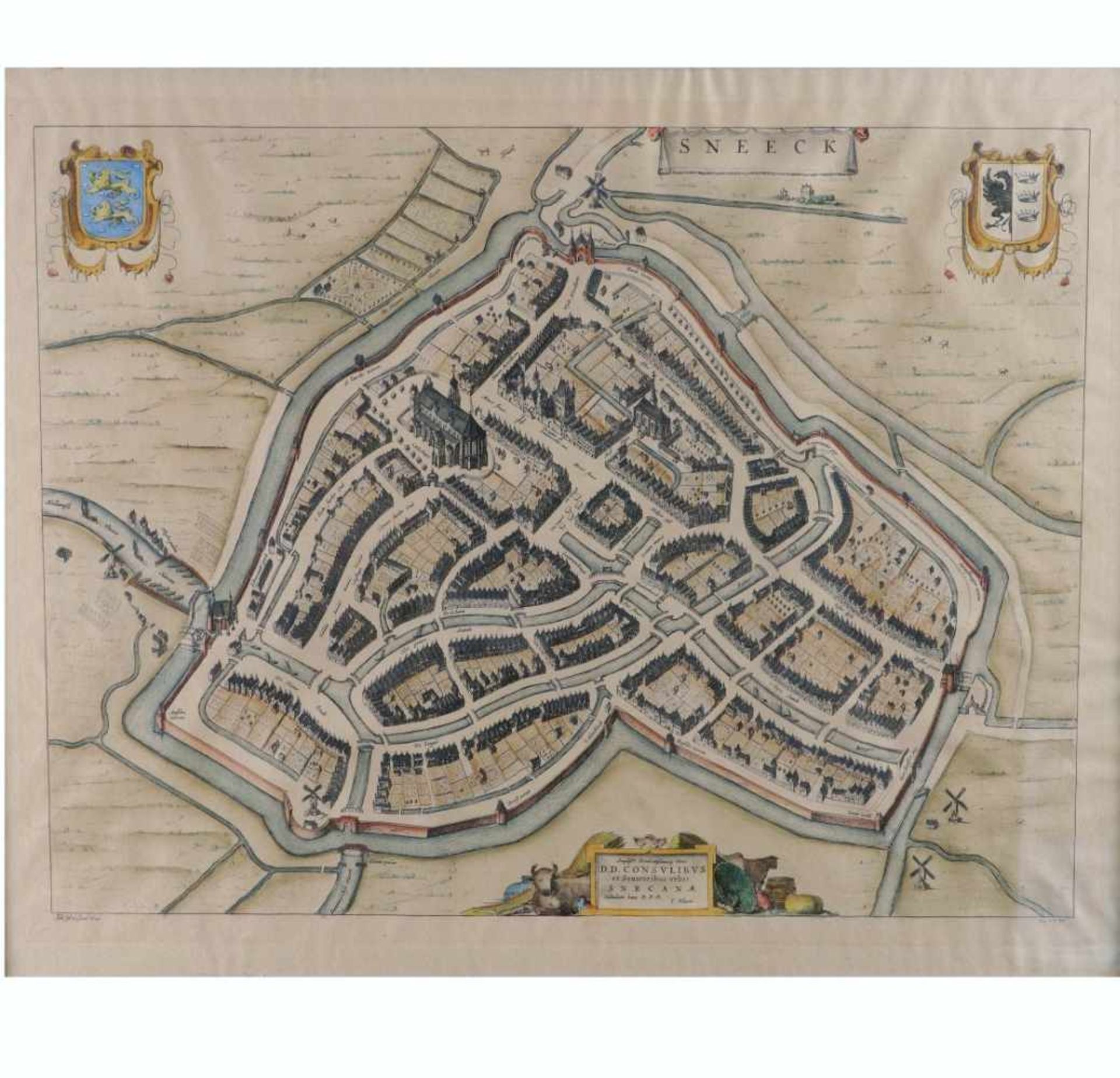 Joan Blaeu; Antique map of Sneek (c.1649)An Antique map of Sneek by Blaeu. Copper engraving by