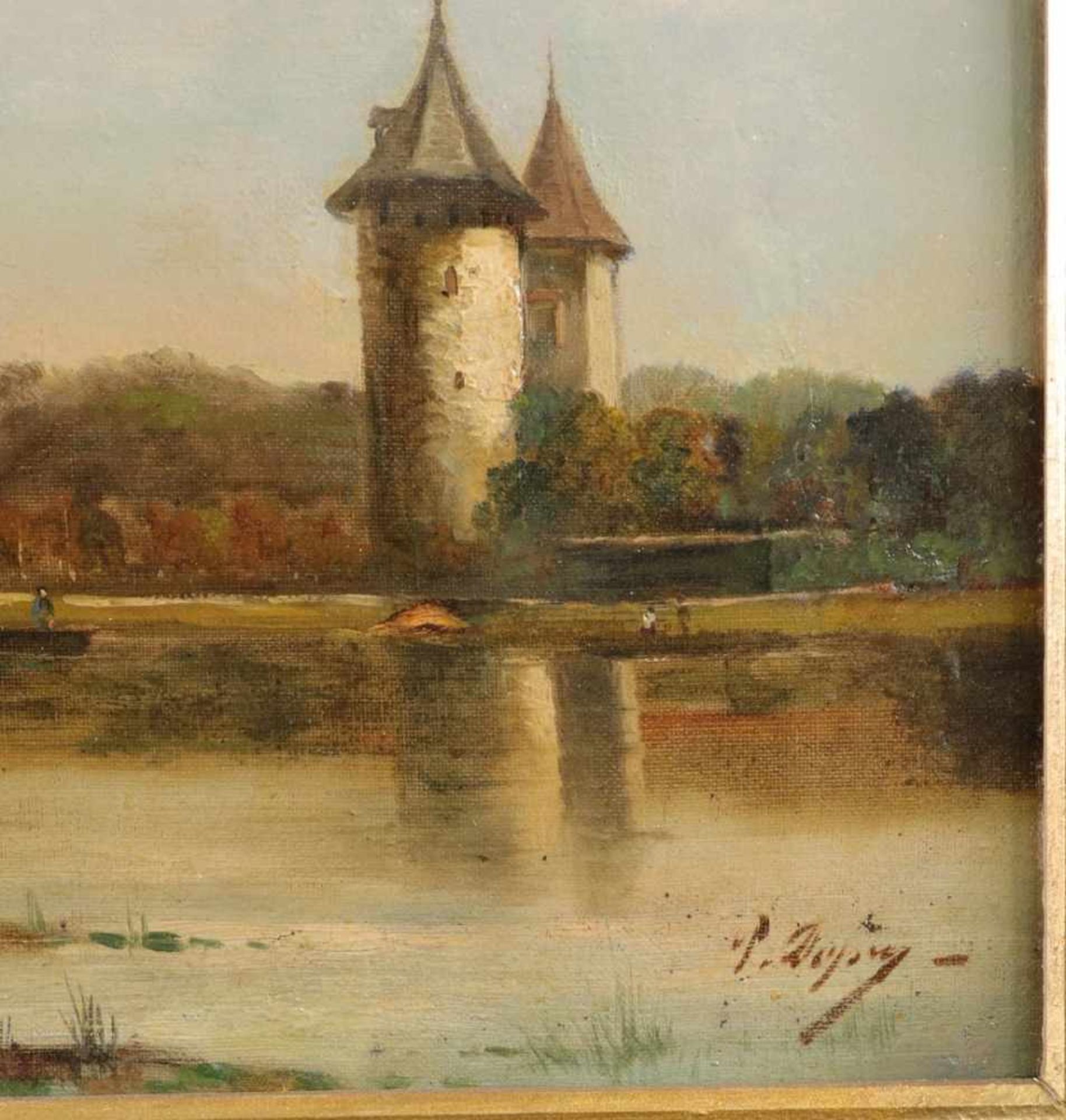 P. DUPRE(French, 19th century)P. DUPRE(French, 19th century)“Frans River Landscape with some Women - Bild 2 aus 5