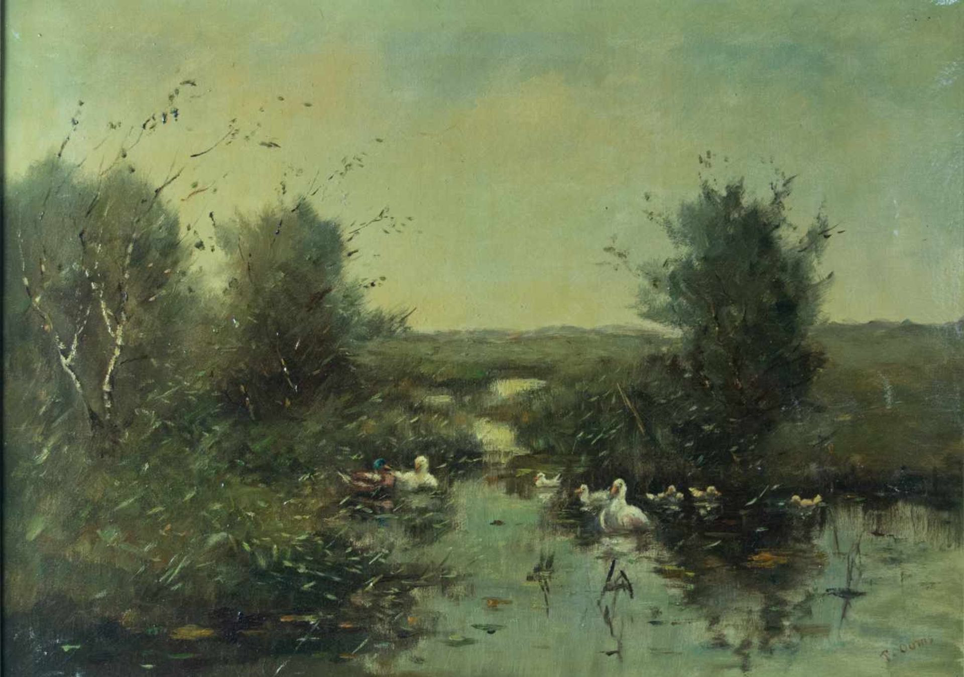 Teunis Ooms (1906-1999)Teunis Ooms (1906-1999)Landscape with ducks in a pondOil on canvas, Signed