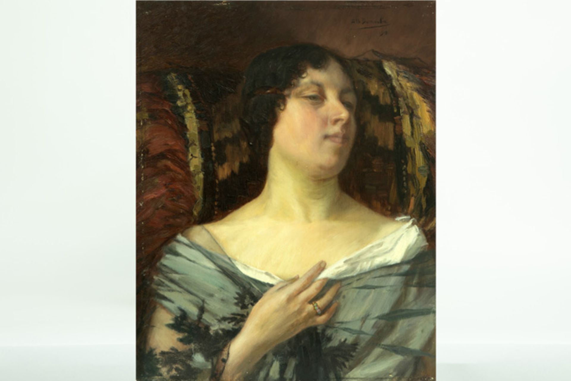 DUMOULIN ALBERT (1871 - 1935) olieverfschilderij op paneel getiteld "Sluimering" - [...]