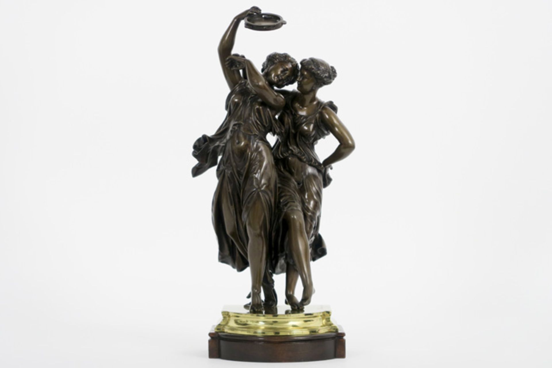 DUMAIGE HENRY ETIENNE (1830 - 1888) antieke dubbelsculptuur in brons : "Twee dansende [...]