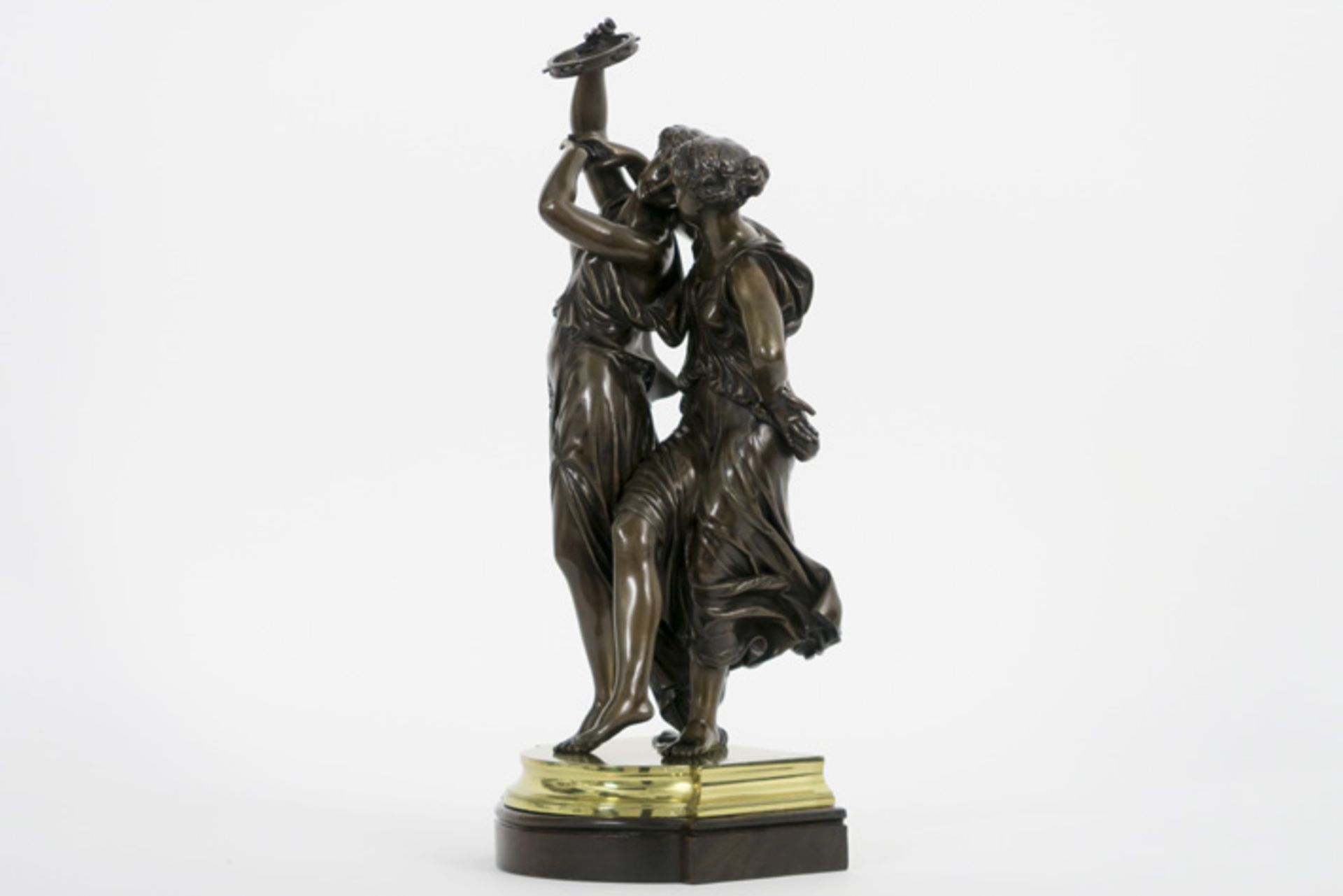 DUMAIGE HENRY ETIENNE (1830 - 1888) antieke dubbelsculptuur in brons : "Twee dansende [...] - Image 4 of 5