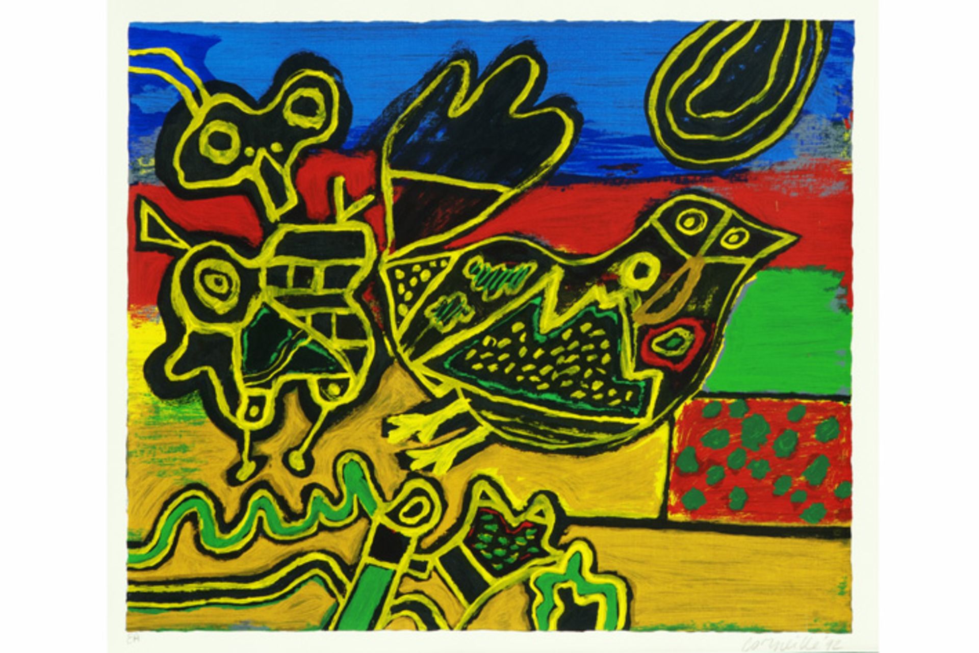 CORNEILLE (1922 - 2010) zeefdruk in kleur n° EA : "Zwarte Vogel" - 50,5 x 61 [...] - Image 2 of 3