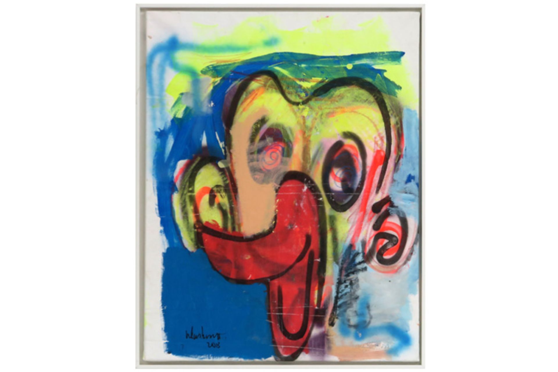 KLASHORST PETER (° 1957) schilderij (spraypaint) op doek : "Donald Duck" - 90 x 70 [...]