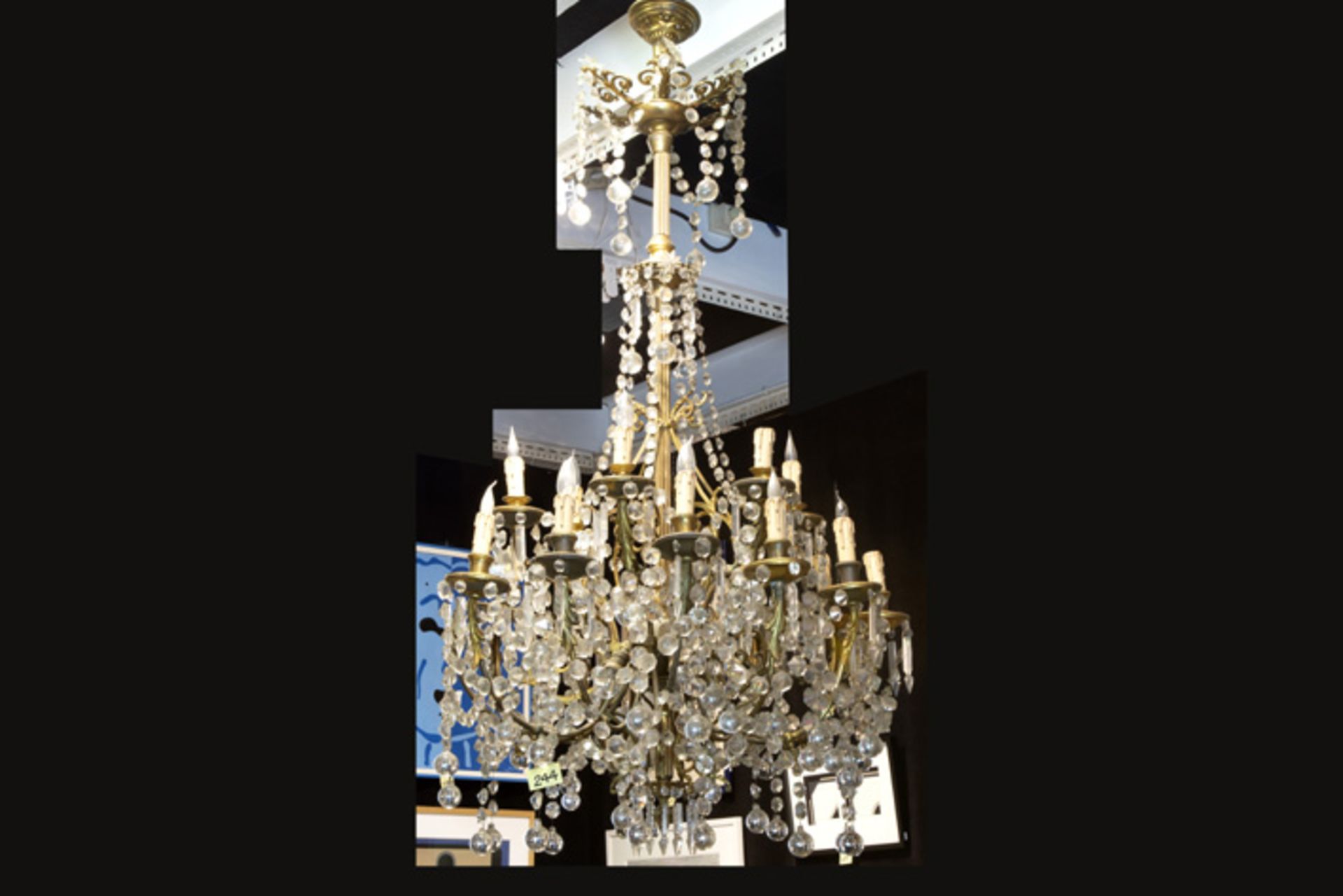 antique (gaz)chandelier bronze and crystal - prov : the castle of Deurle (near Ghent) [...]