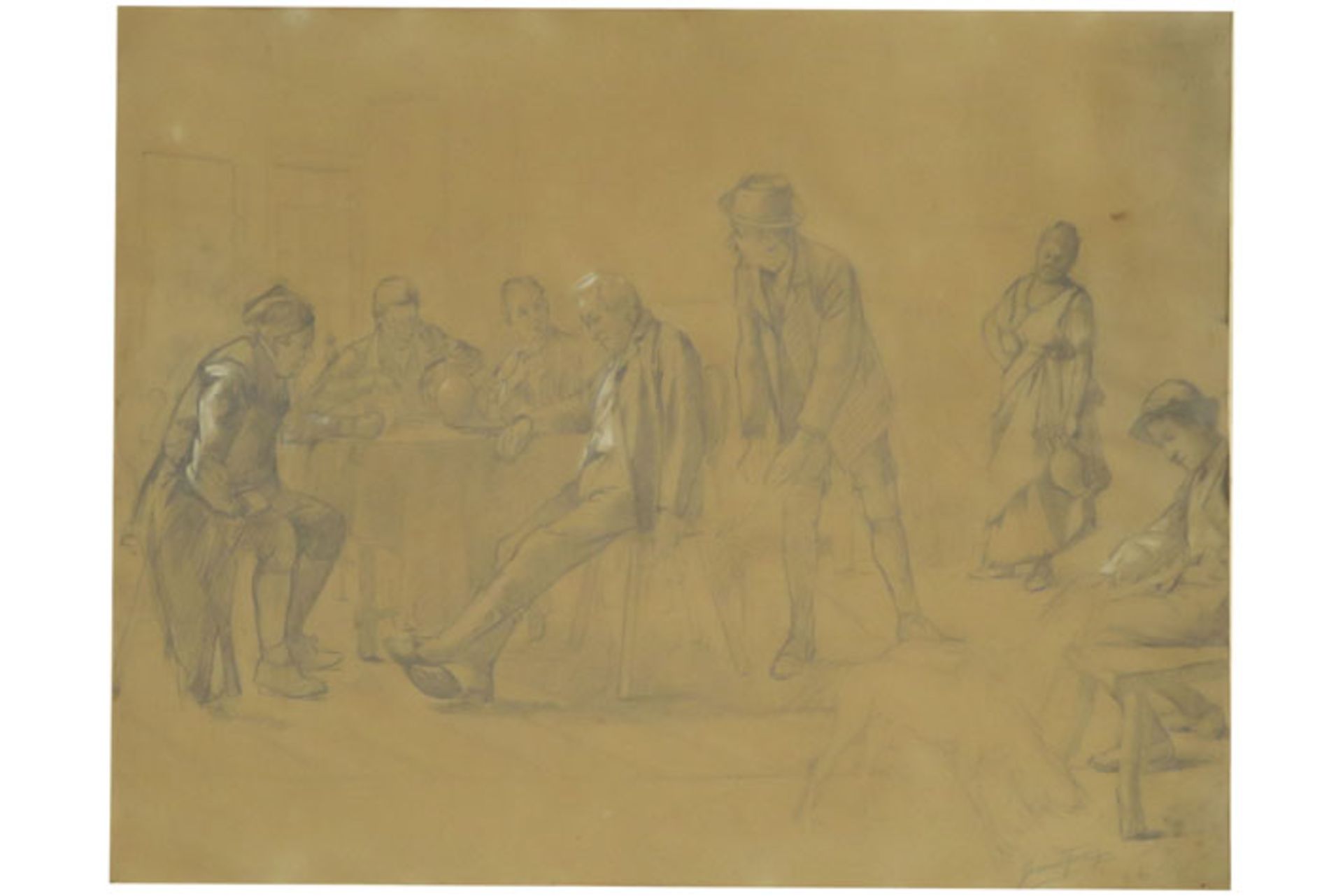 19th Cent. Belgian drawing - signed Gerard Portielje - - PORTIELJE GERARD (1856 - [...] - Bild 2 aus 3