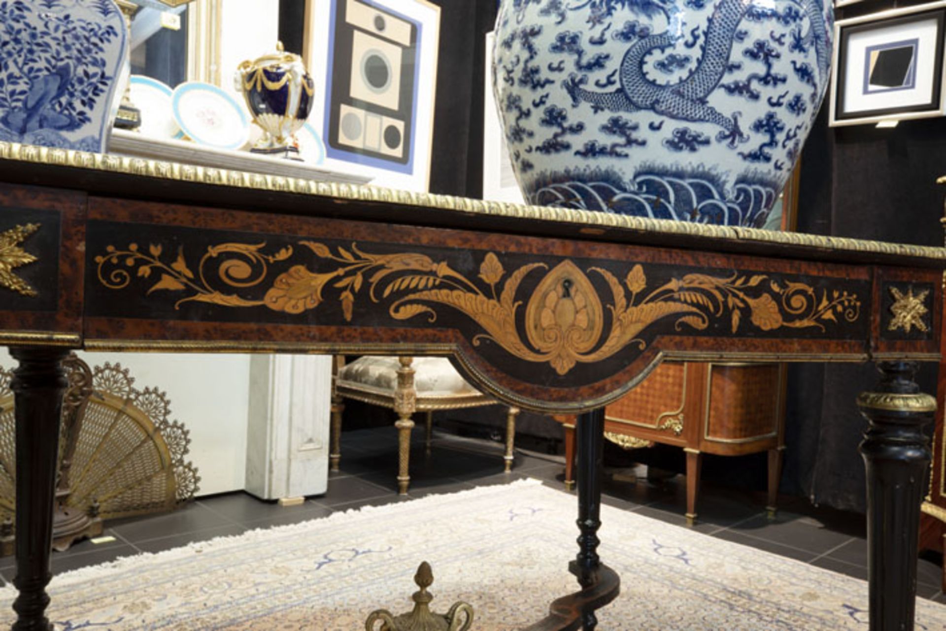 19th Cent. French neoclassical Napoleon III table (with drawer) in marquetry with [...] - Image 4 of 5