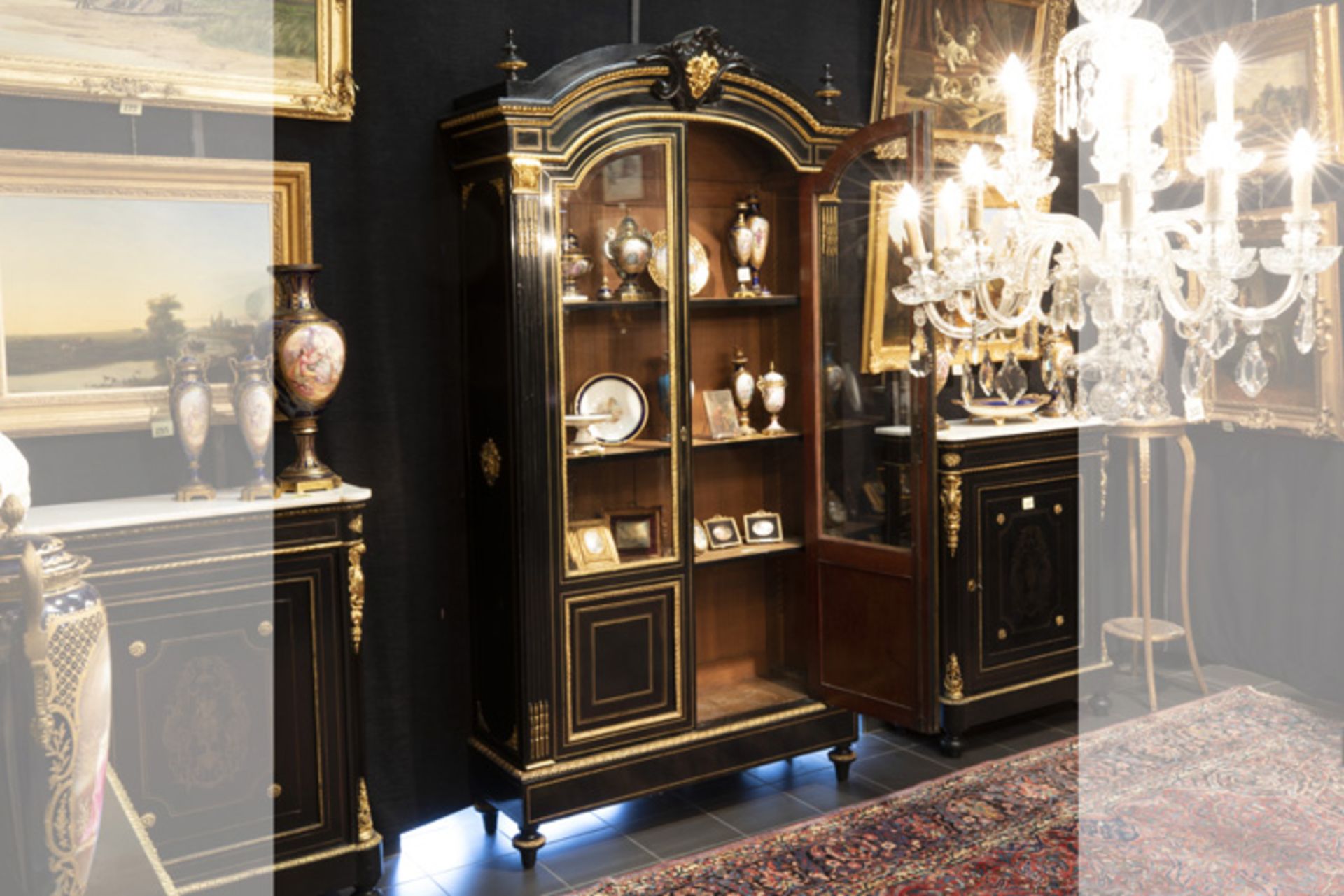 19th Cent. French Napoleon III bookcase/cabinet in "Boulle" with mountings in [...] - Bild 2 aus 4