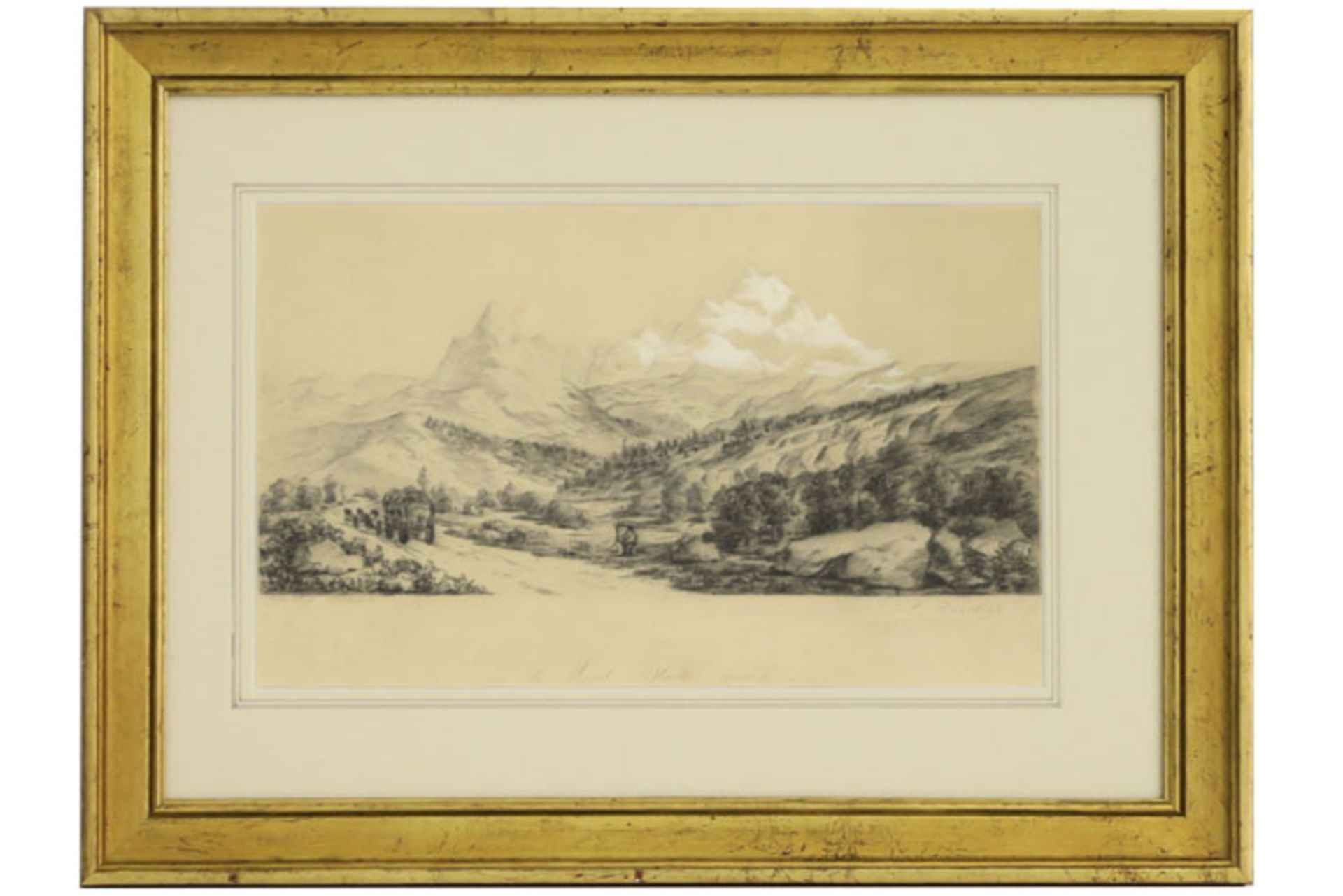 19th Cent. Belgian drawing - signed François Backvis and dated 1887 - - BACKVIS [...]