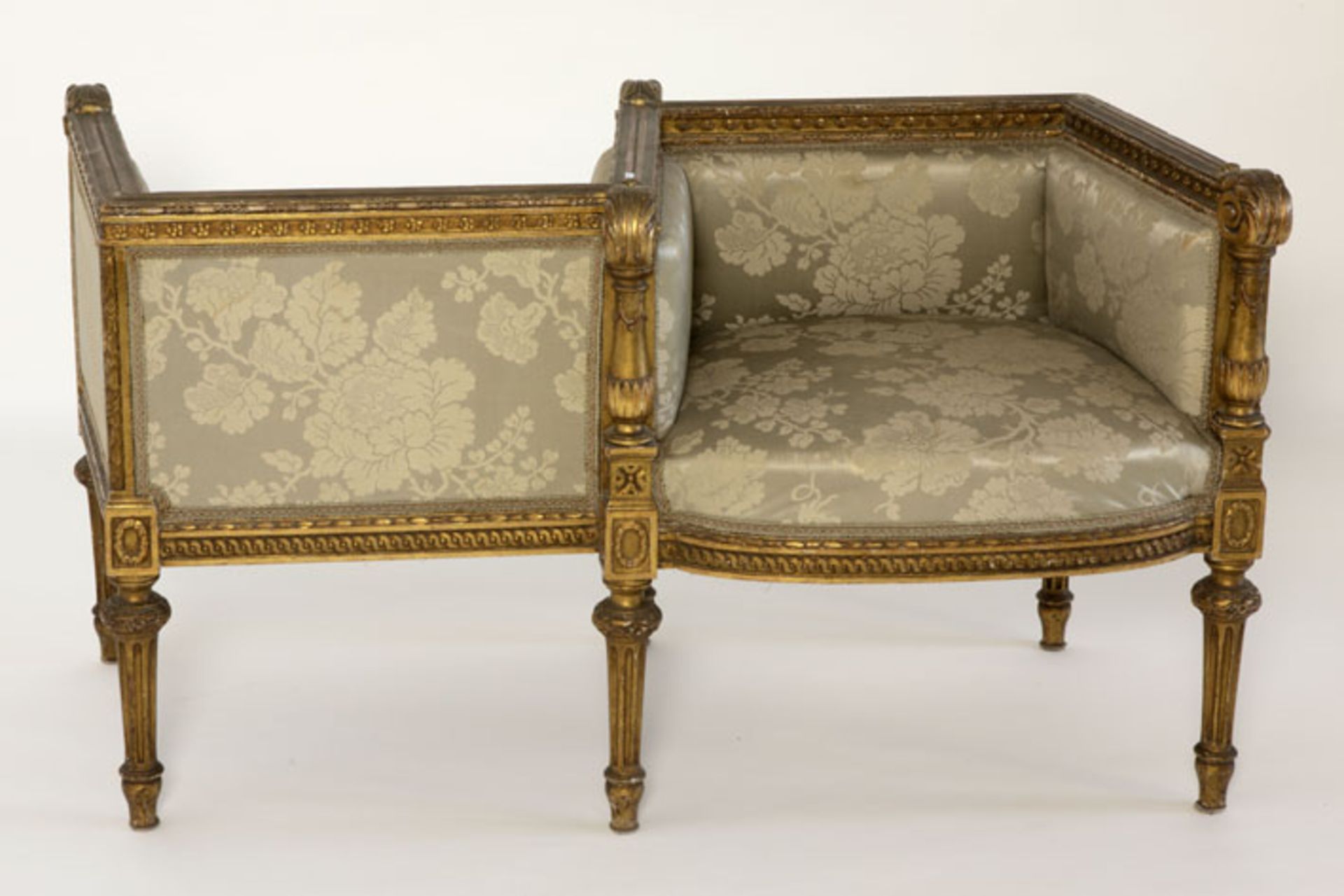 antique Louis XVI style suite with a pair of armchairs and a double one [...] - Bild 3 aus 4