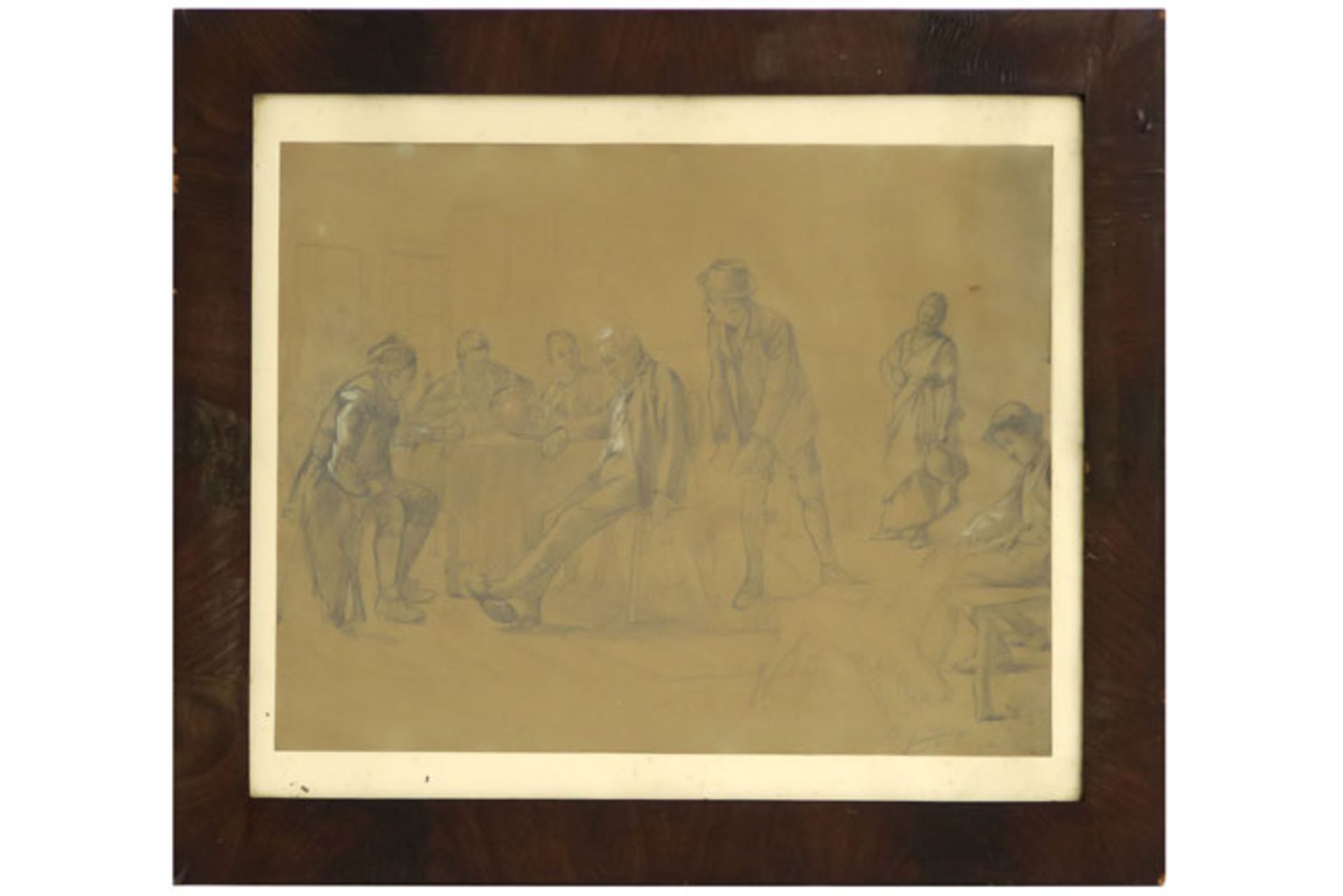 19th Cent. Belgian drawing - signed Gerard Portielje - - PORTIELJE GERARD (1856 - [...]