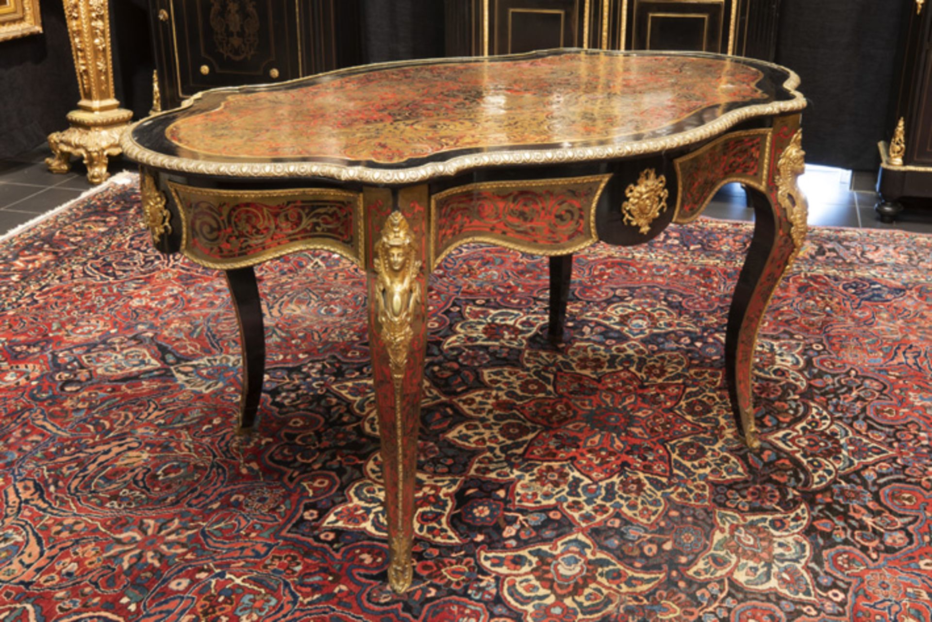 19th Cent. French well preserved Napoleon III table in 'Boulle' with rich mountings [...]