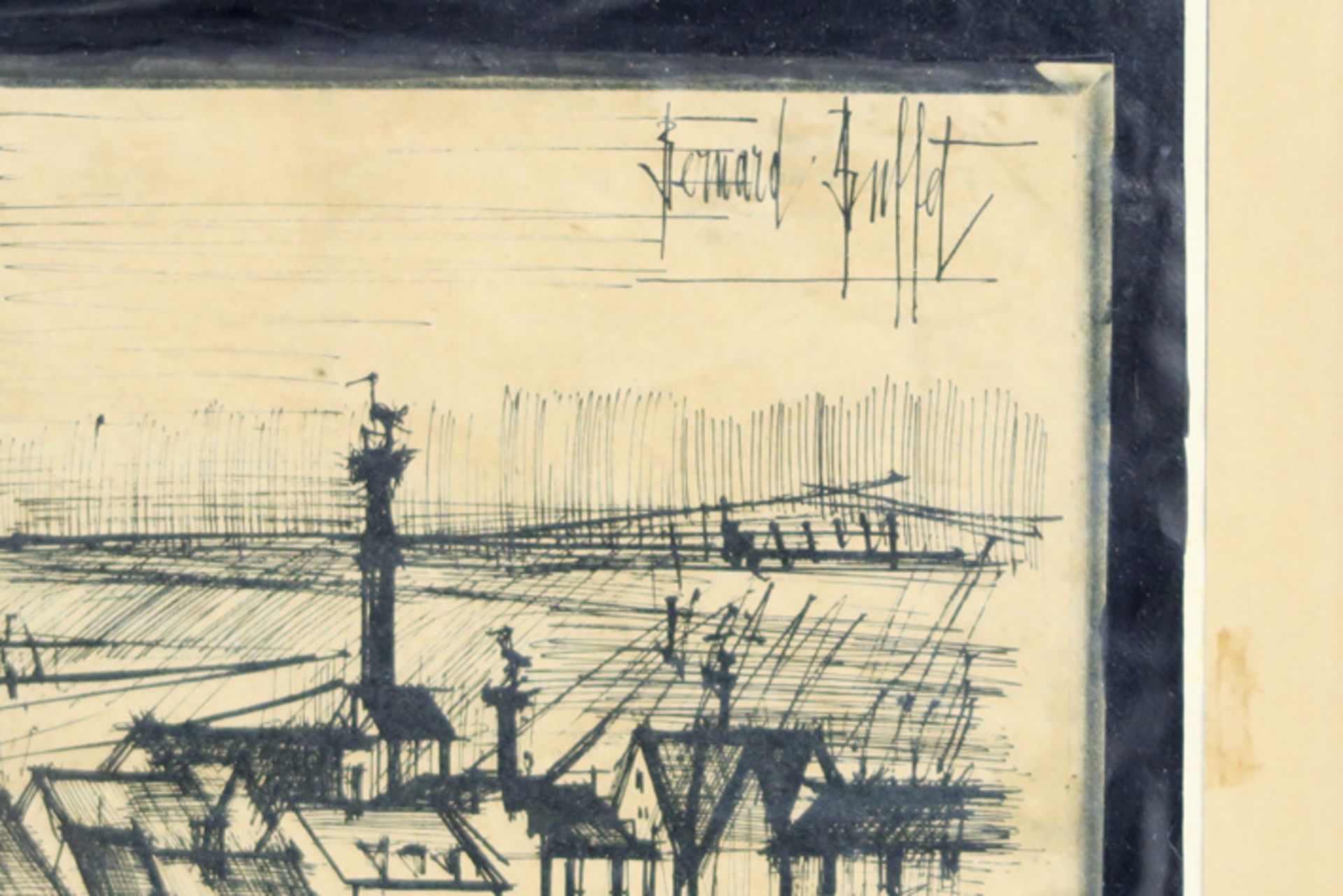 20th Cent. typical 'Bernard Buffet' drawing in ink - signed - - BUFFET BERNARD [...] - Bild 3 aus 3