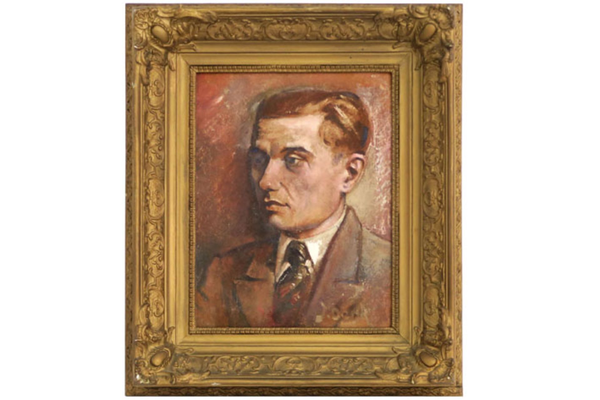 illegibly signed oil on canvas with a portrait of the famous poet Paul van Ostaijen [...]