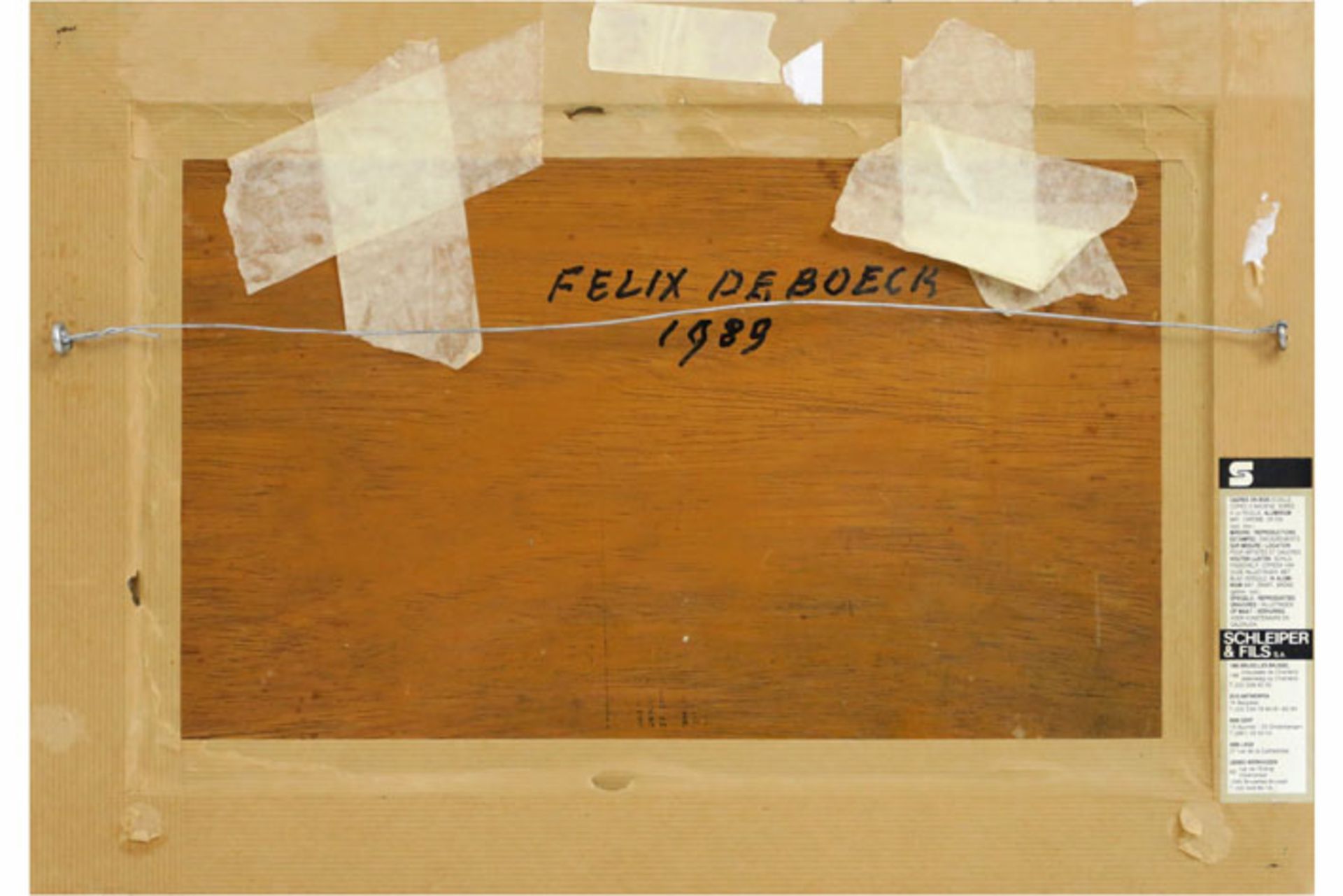 20th Cent. Belgian oil on panel - titled, signed Félix De Boeck and dated 1989 - [...] - Bild 3 aus 3