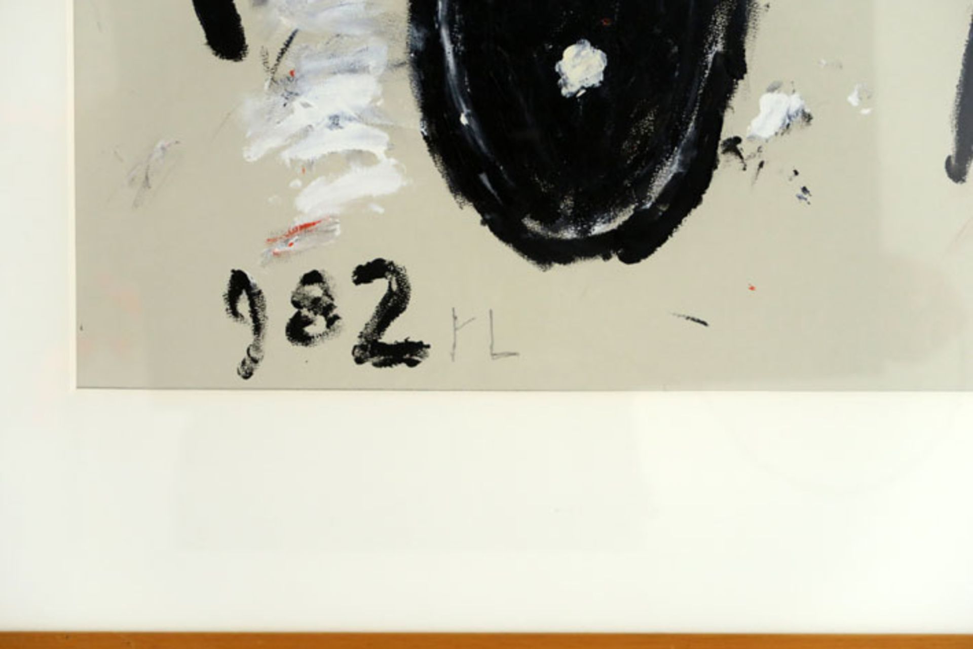 20th Cent. abstract oil on paper - titled and with the monogram of Reinier Lucassen [...] - Image 3 of 3