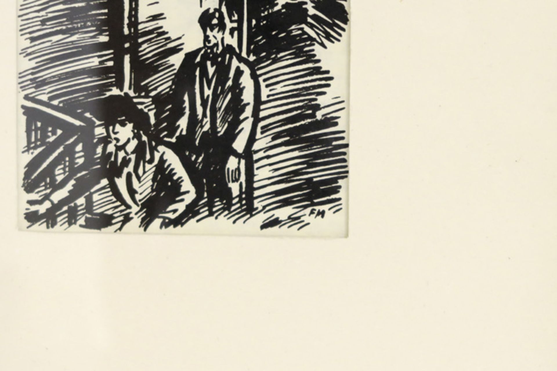 two 20th Cent. Belgian drawings in ink - with the monogram of Frans Masereel - - [...] - Bild 3 aus 3