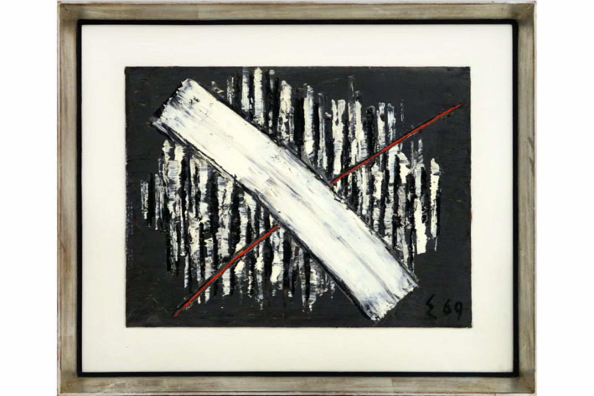 20th Cent. Belgian abstract oil on panel - signed Elie Borgrave and dated 1969 - - [...]