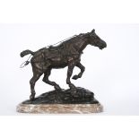 COLSOULLE GUSTAVE (1843 - 1895) antieke sculptuur in brons : "Trekpaard" - hoogte [...]