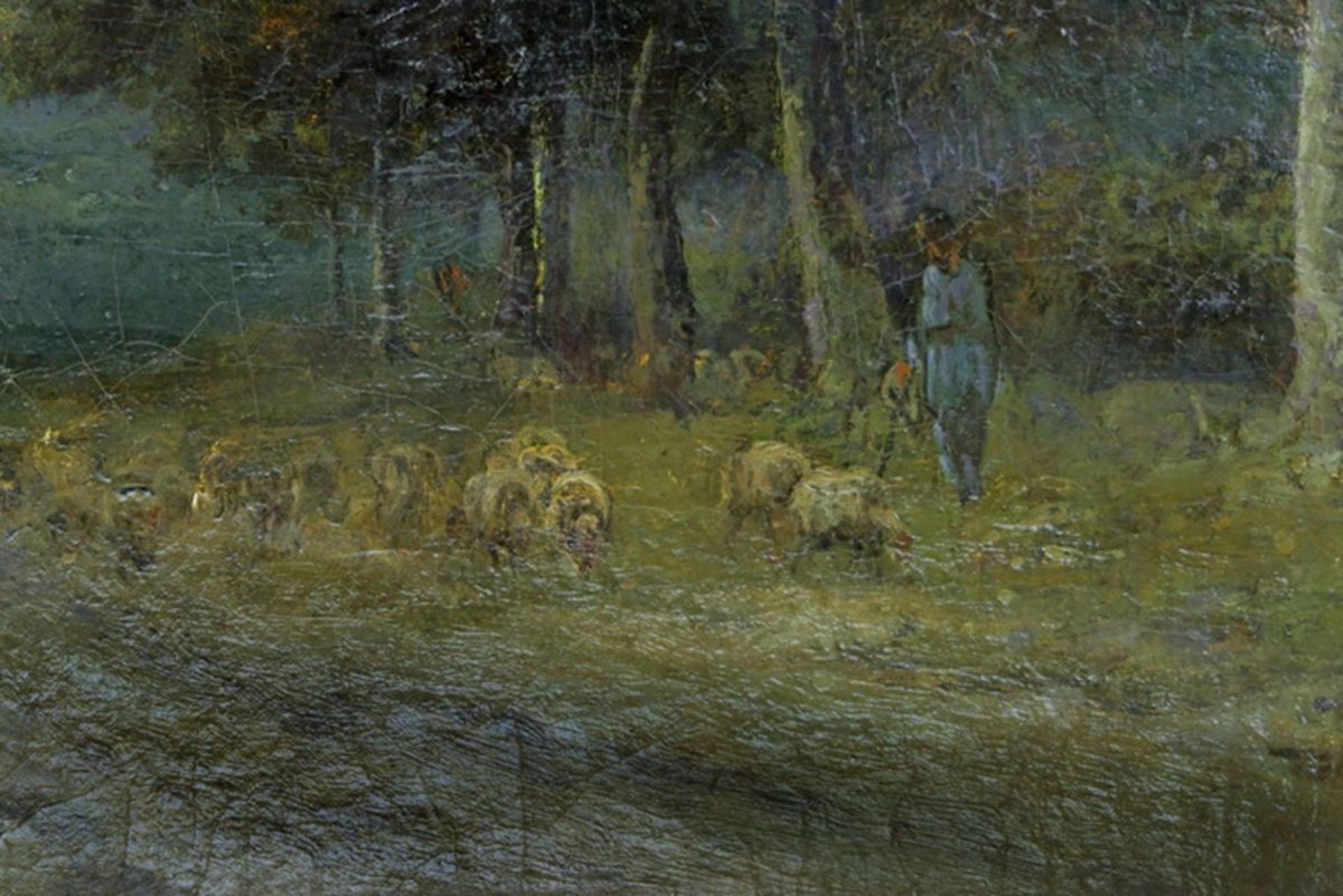 DE COCK CÉSAR (1823 - 1904) olieverfschilderij op doek : "Herder met schapen onder [...] - Bild 3 aus 6