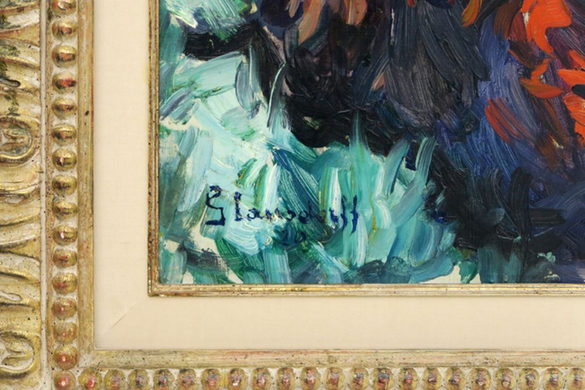 GLANSDORFF HUBERT (1877 - 1963) olieverfschilderij op doek : "Zittende jonge vrouw" [...] - Bild 3 aus 4