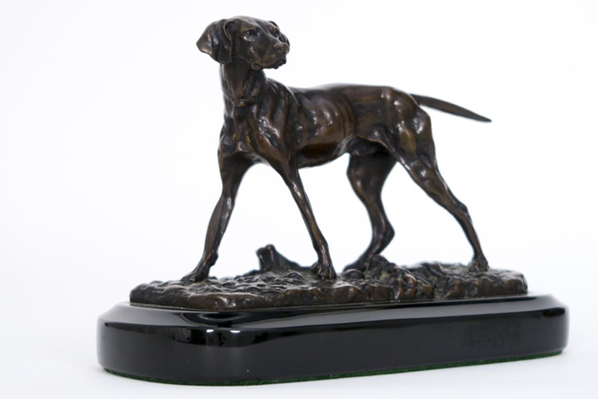 MÈNE PIERRE-JULES (1810 - 1879) kleine antieke sculptuur in brons : "Staande hond" [...] - Image 2 of 4