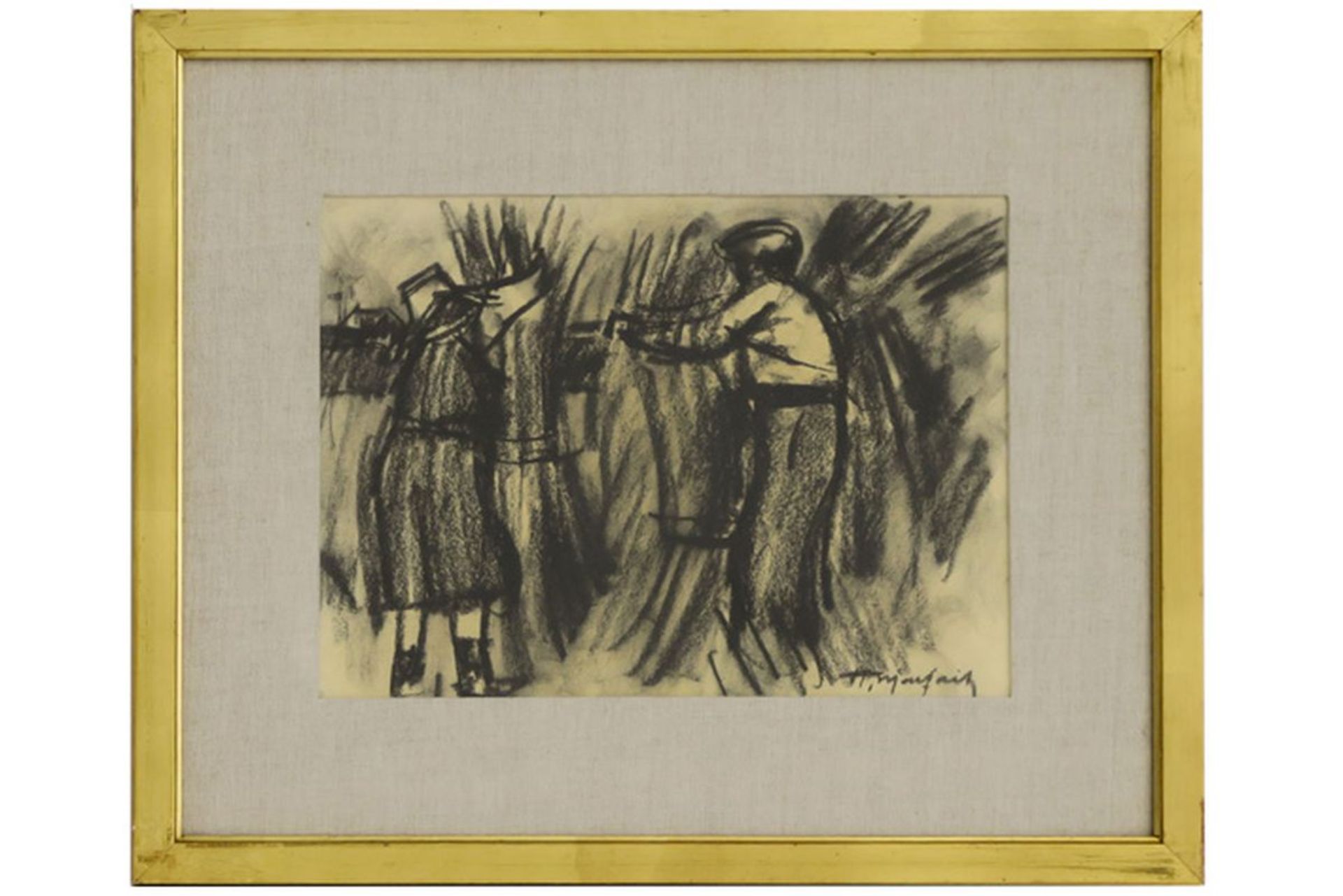 MALFAIT HUBERT (1898 - 1971) tekening : "Boer en boerin" - 25 x 34 getekend||20th [...]