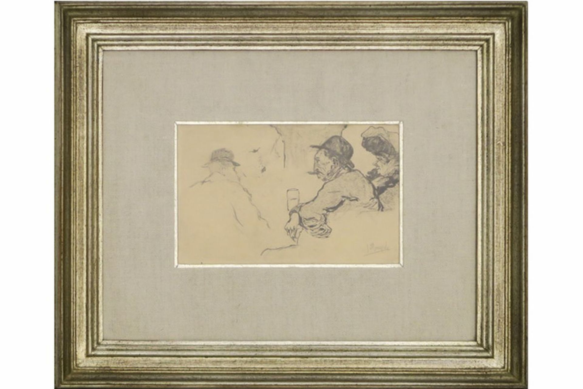 DE BRUYCKER JULES (1870 - 1945) dubbelzijdige tekening (in inkt en potlood) : "Twee [...]