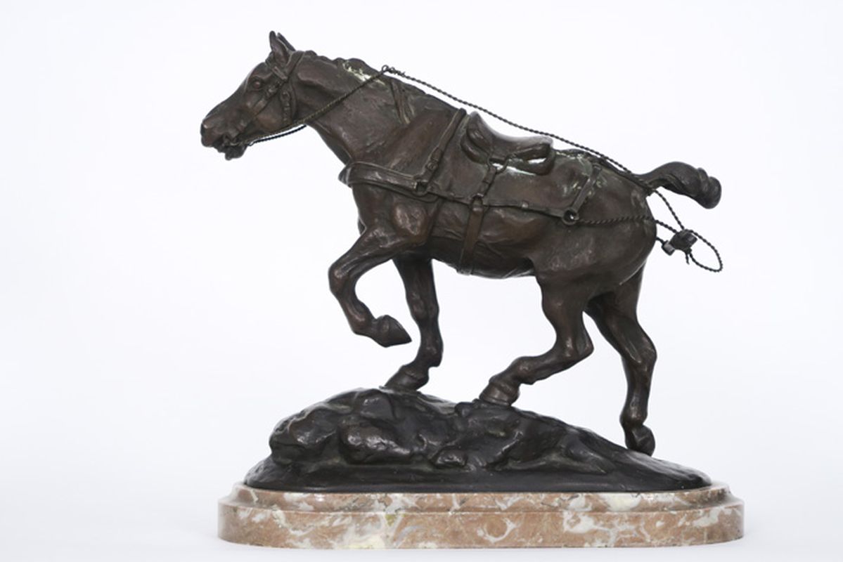 COLSOULLE GUSTAVE (1843 - 1895) antieke sculptuur in brons : "Trekpaard" - hoogte [...] - Image 3 of 4