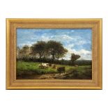 DE COCK CÉSAR (1823 - 1904) olieverfschilderij op doek : "Landschap met koeien" - [...]