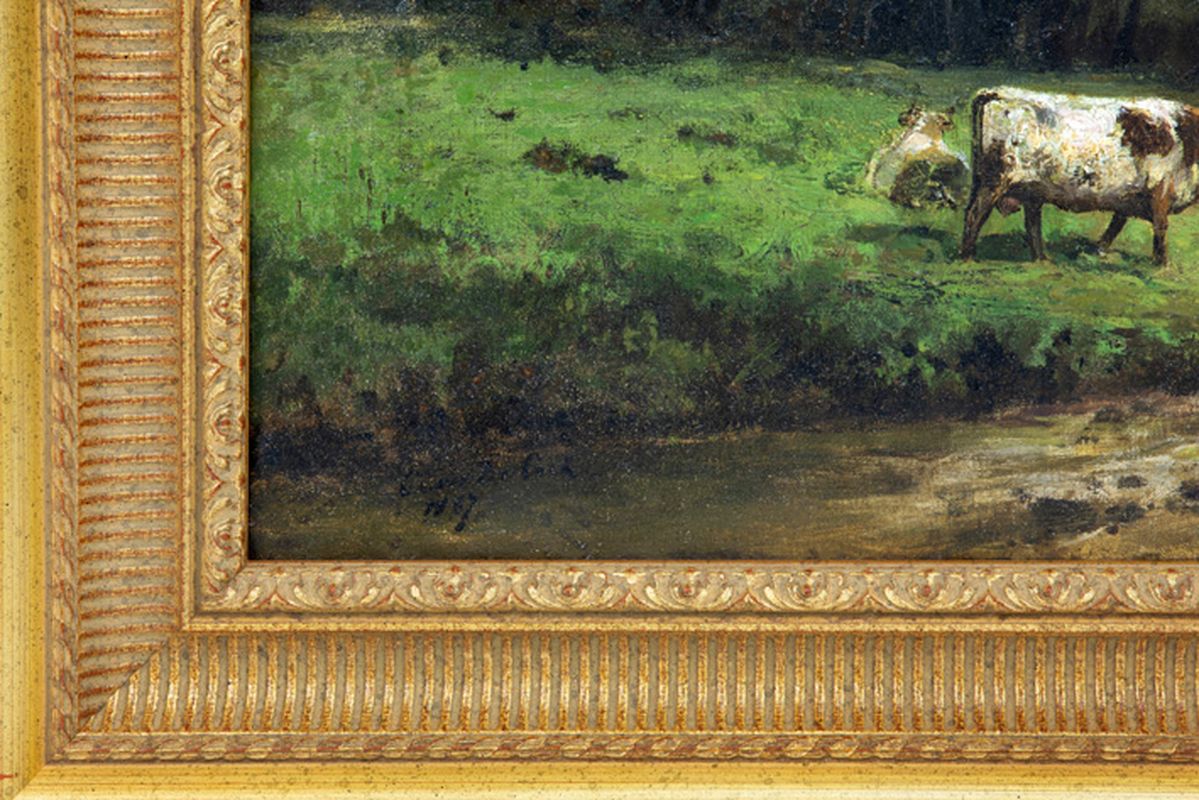 DE COCK CÉSAR (1823 - 1904) olieverfschilderij op doek : "Landschap met koeien" - [...] - Image 3 of 7