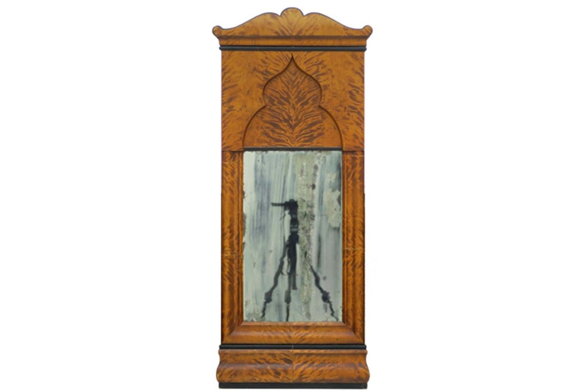 Mooie antieke Biedermeier-spiegel met eeen kader in berkenhout - ca 1820 - 118 x [...]