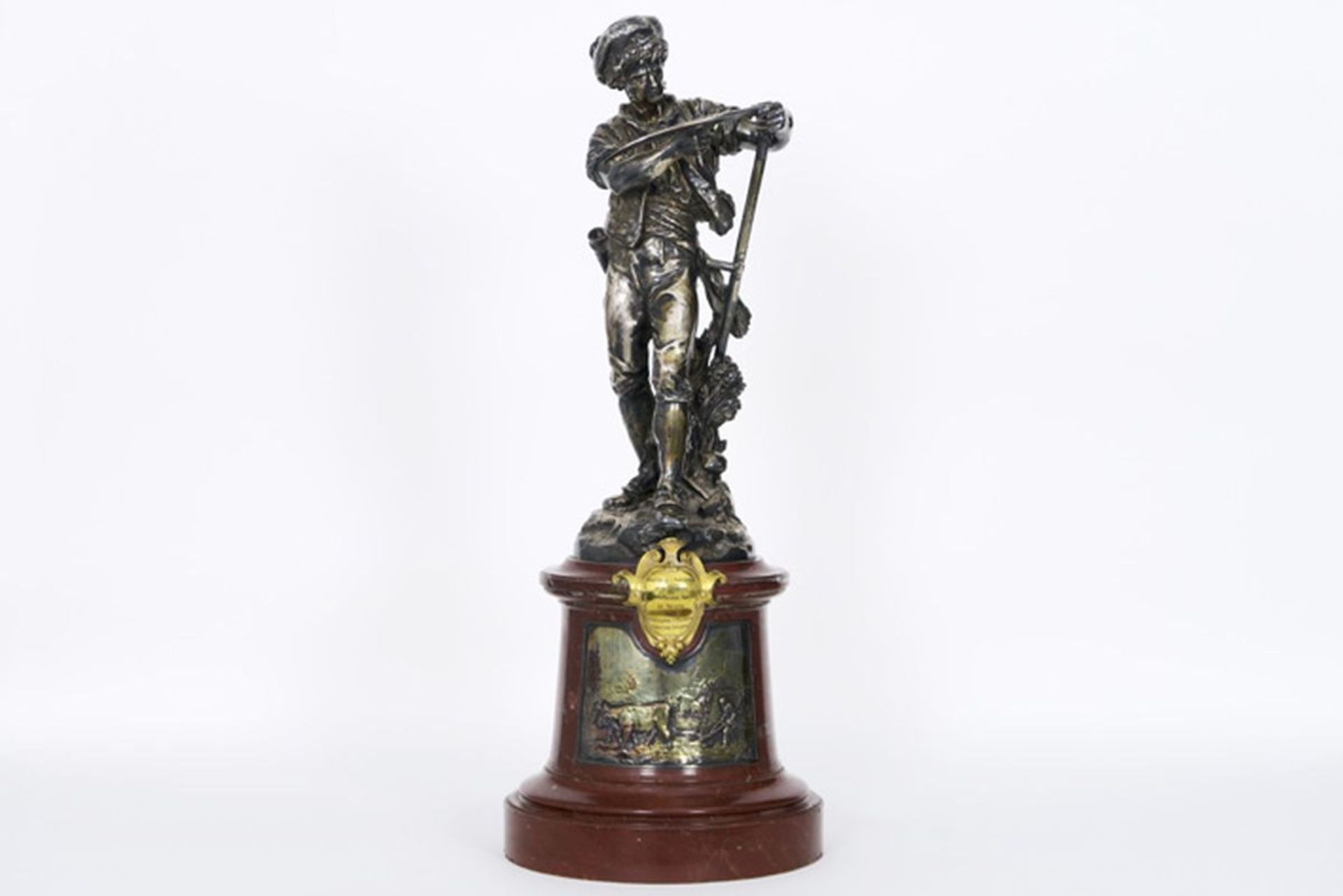 CHRISTOFLE et Cie negentiende eeuwse sculptuur in brons met zilverpatine met de [...]