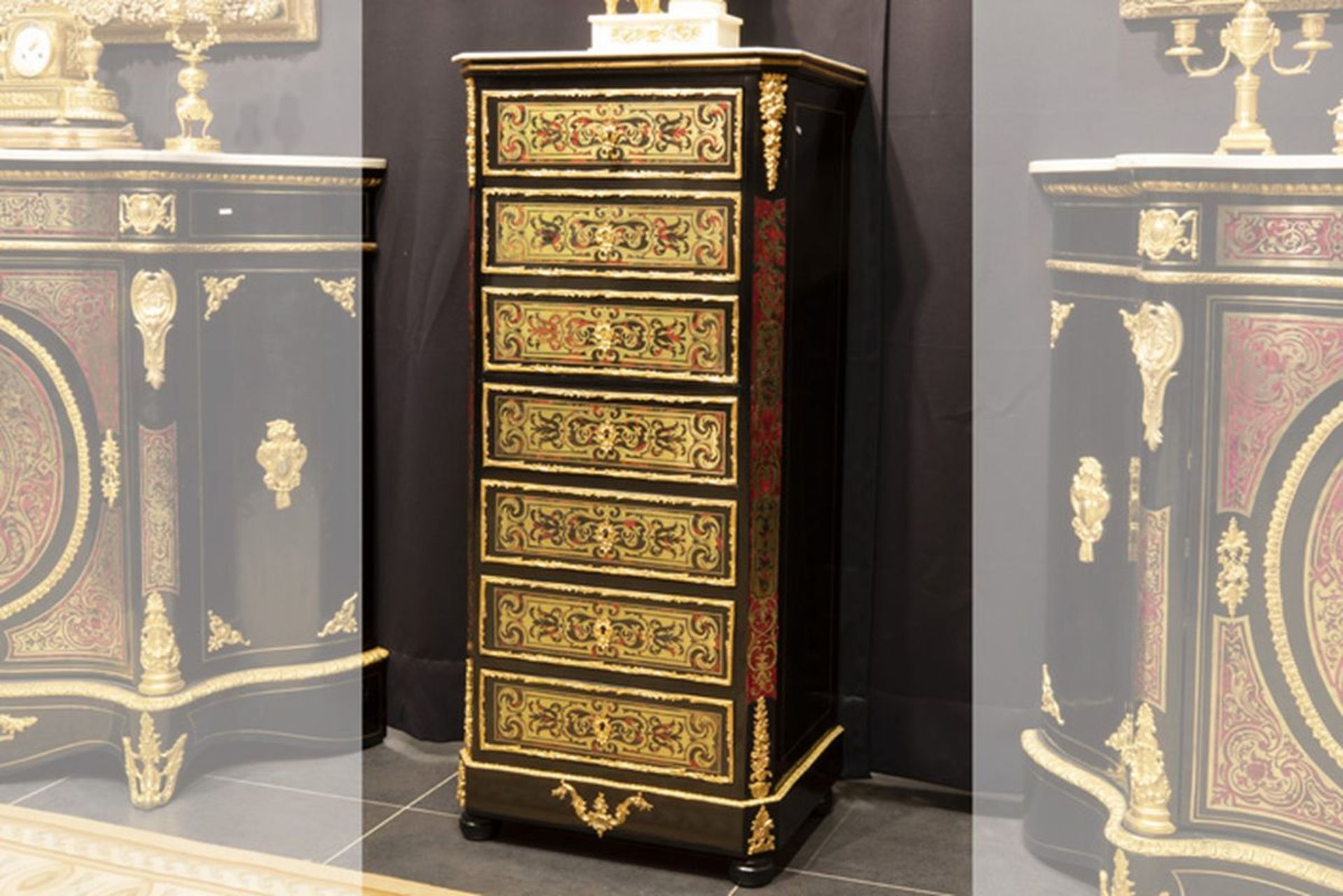 FRANKRIJK - ca 1850/70 kleine Napoleon III-secretaire in goedbewaarde "Boulle", [...]