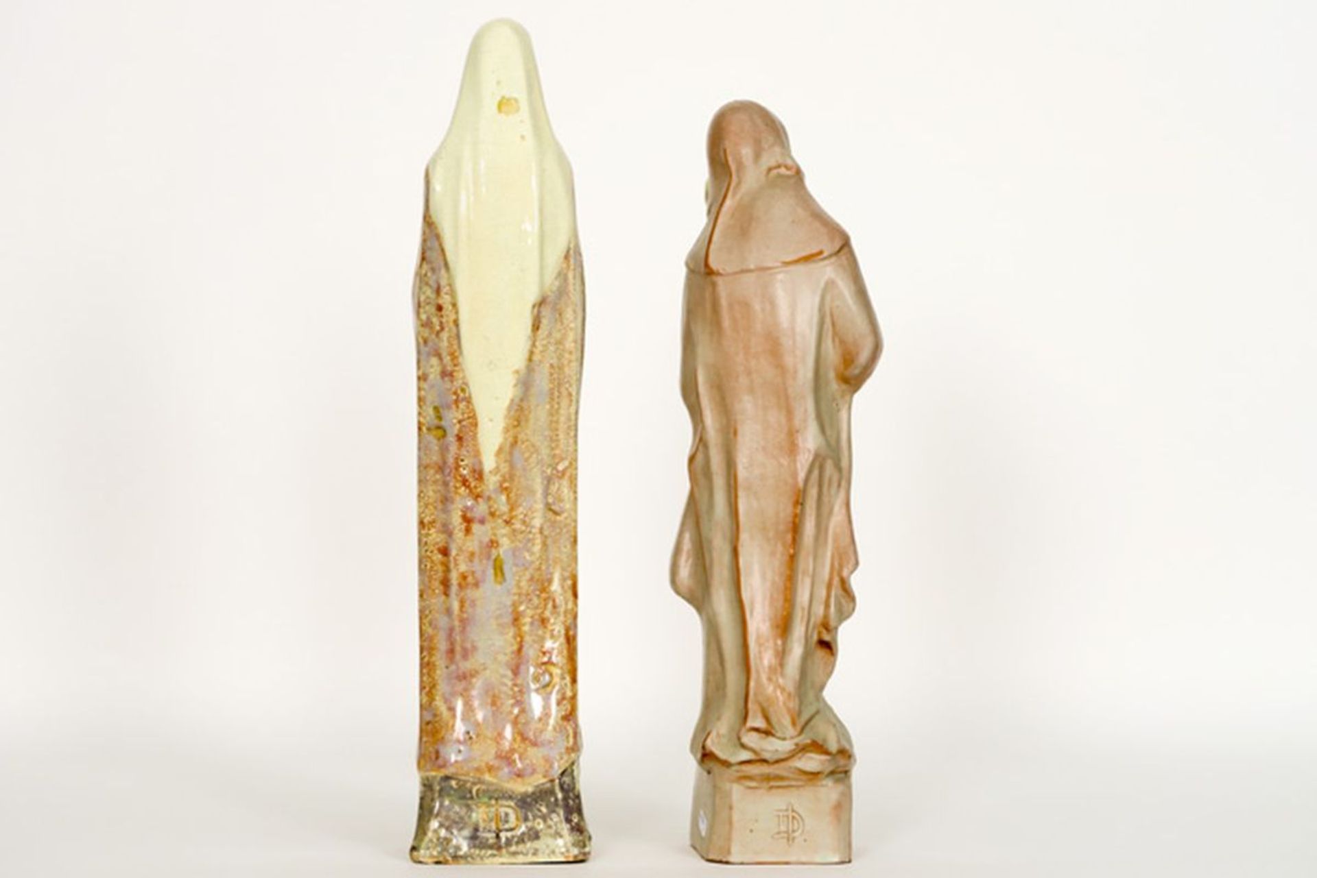 INGELS DOMIEN (1881 - 1946) twee sculpturen in gepolychromeerde keramiek : "Heilige [...] - Bild 3 aus 5