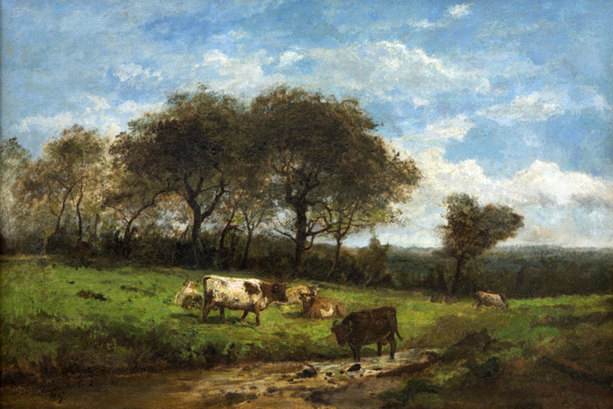 DE COCK CÉSAR (1823 - 1904) olieverfschilderij op doek : "Landschap met koeien" - [...] - Image 2 of 7