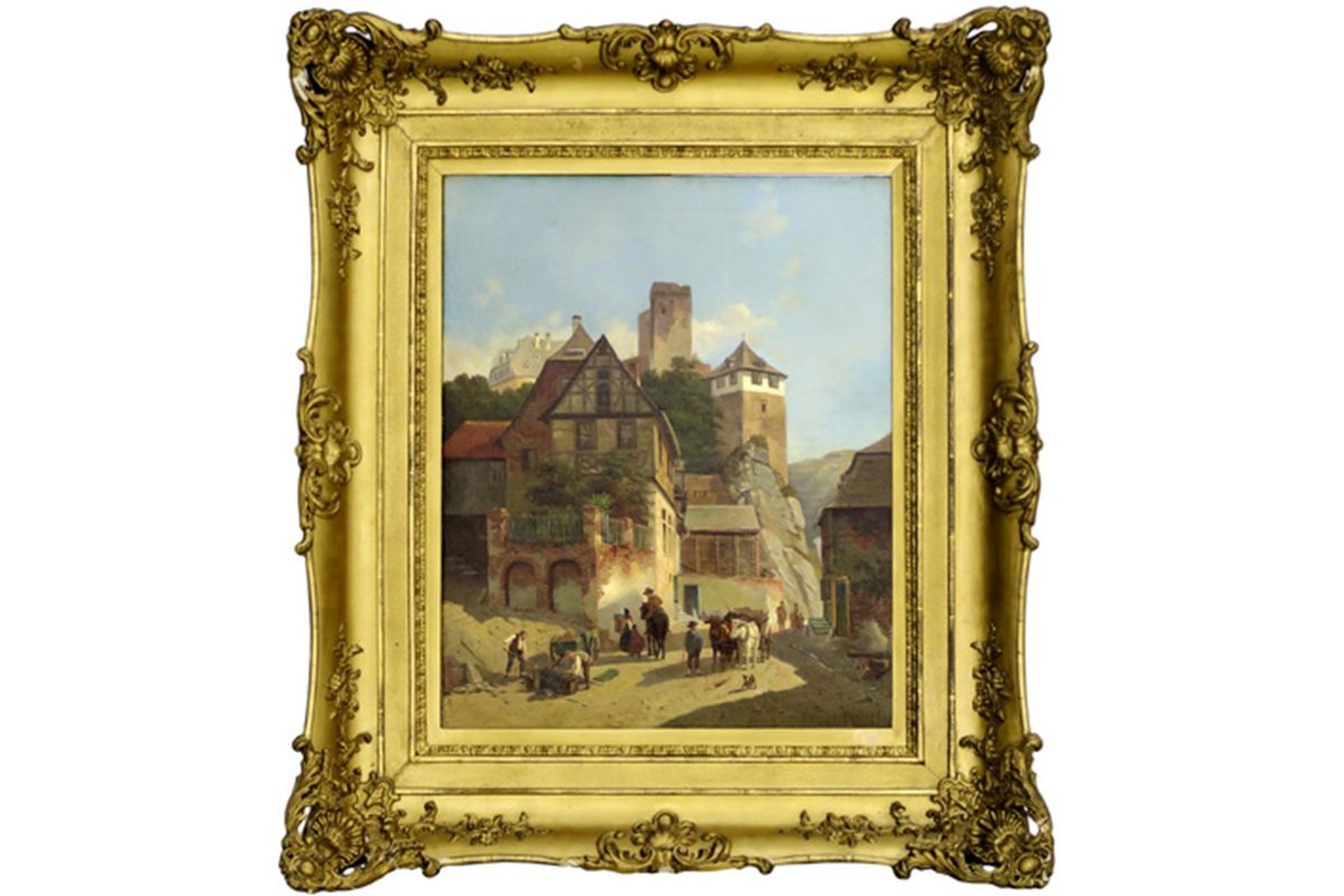 CARABAIN JACQUES, FRANÇOIS (1834 - 1933) olieverfschilderij op doek : "Geanimeerd [...]