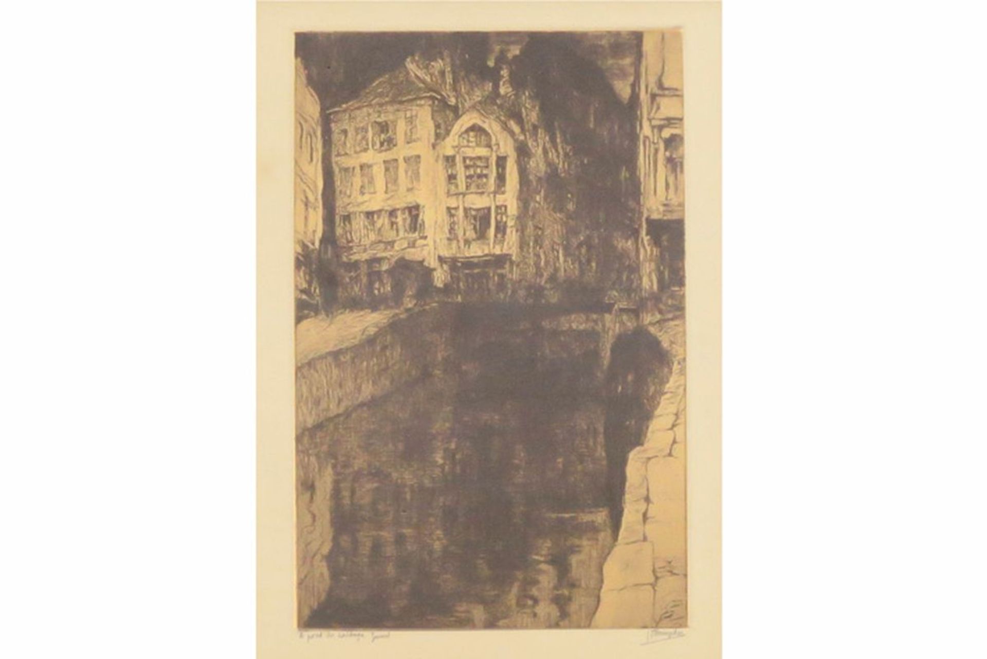 DE BRUYCKER JULES (1870 - 1945) ets getiteld : "Le pont du laitage Gand" - 31,5 x [...] - Bild 2 aus 3