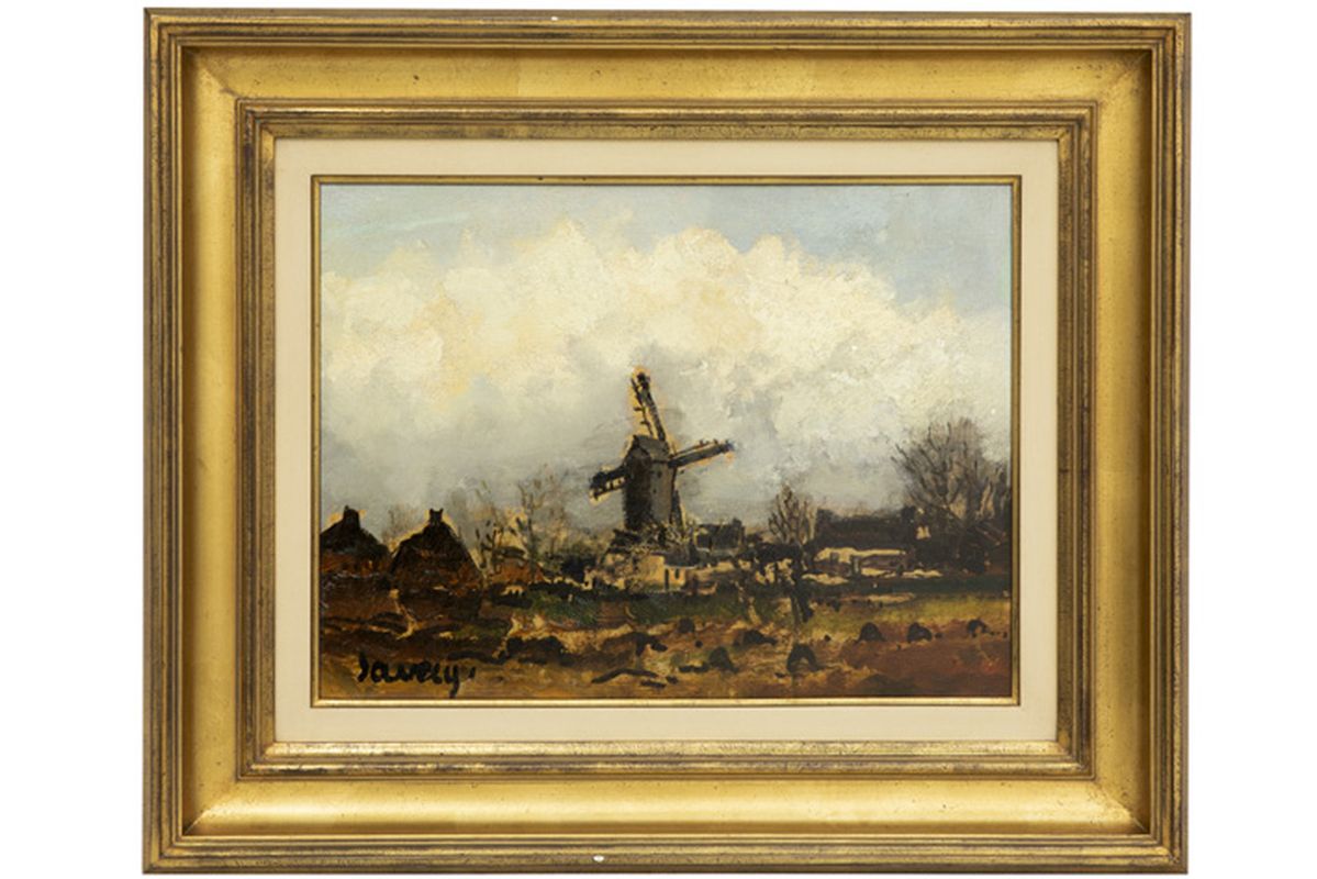SAVERYS ALBERT (1886 - 1964) olieverfschilderij op paneel : "Molenlandschap" - 30 x [...]