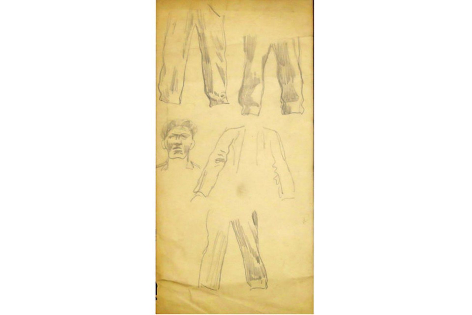 VAN DEN BERGHE FRITS (1883 - 1939) studietekening voor een man, een ontwerp voor een [...] - Bild 2 aus 3