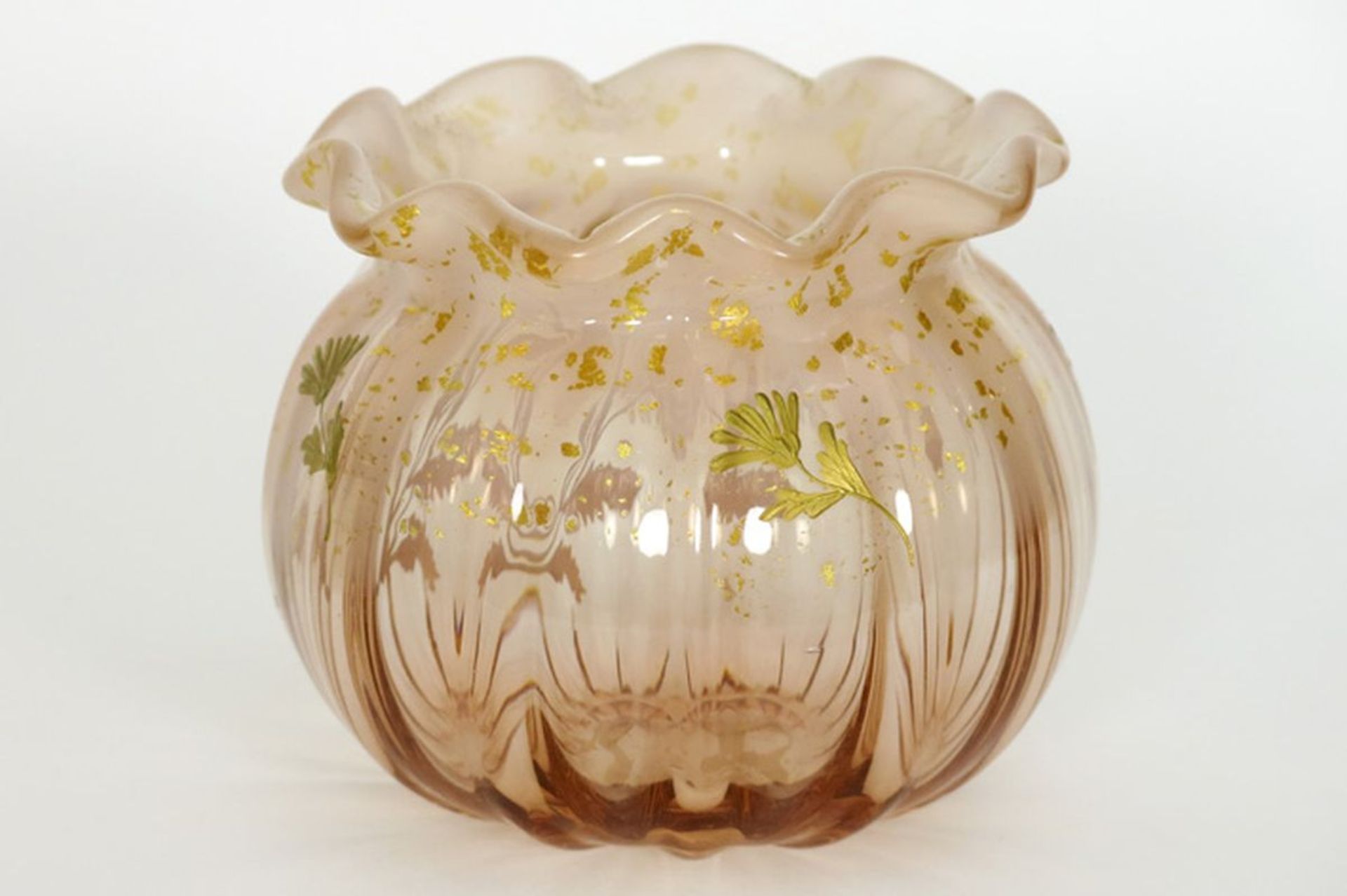 BACCARAT kleine bolvormige Art Nouveau-vaas met waaierkraag in kristalglas met een [...] - Bild 2 aus 3