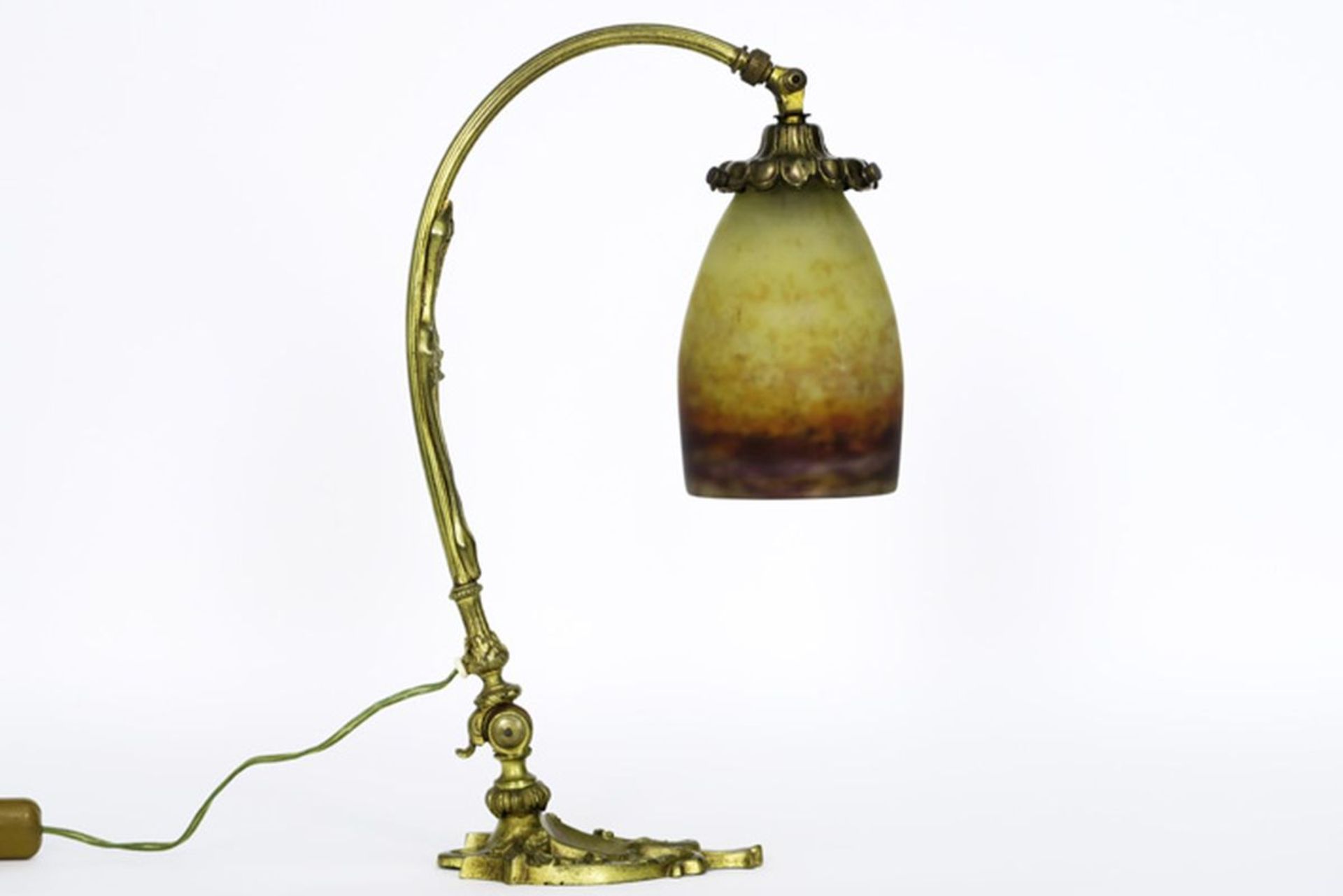 MÜLLER frêres LUNEVILLE Art Nouveau-lamp in gedoreerde brons met verstelbare arm [...]