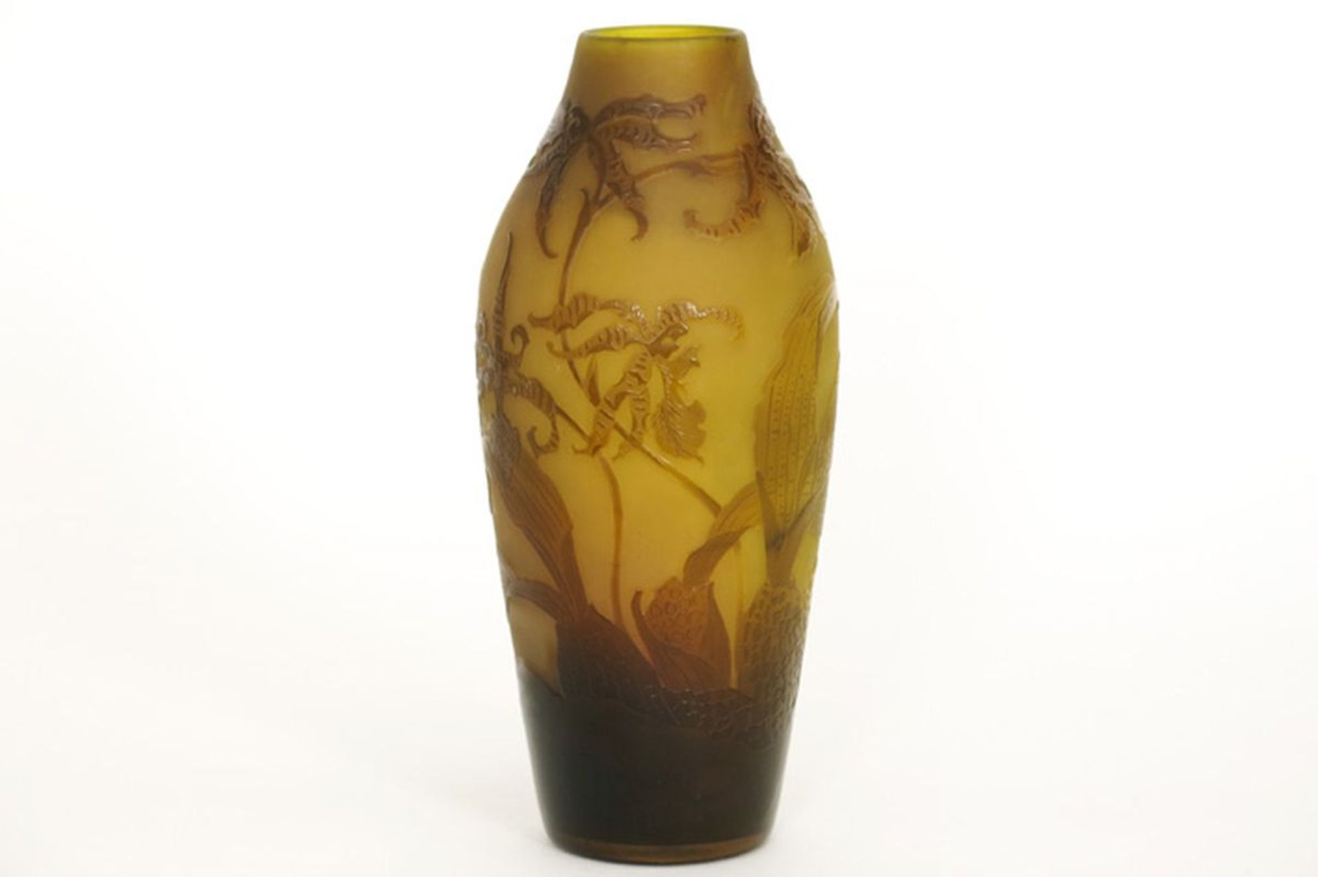 D'ARGENTAL kleine Art Nouveau-vaas in meerlagige cameo glaspasta met een floraal [...]