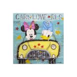 DON KEN (° 1956) schilderij in acryl op doek met Mickey Mouse getiteld "Cars love [...]